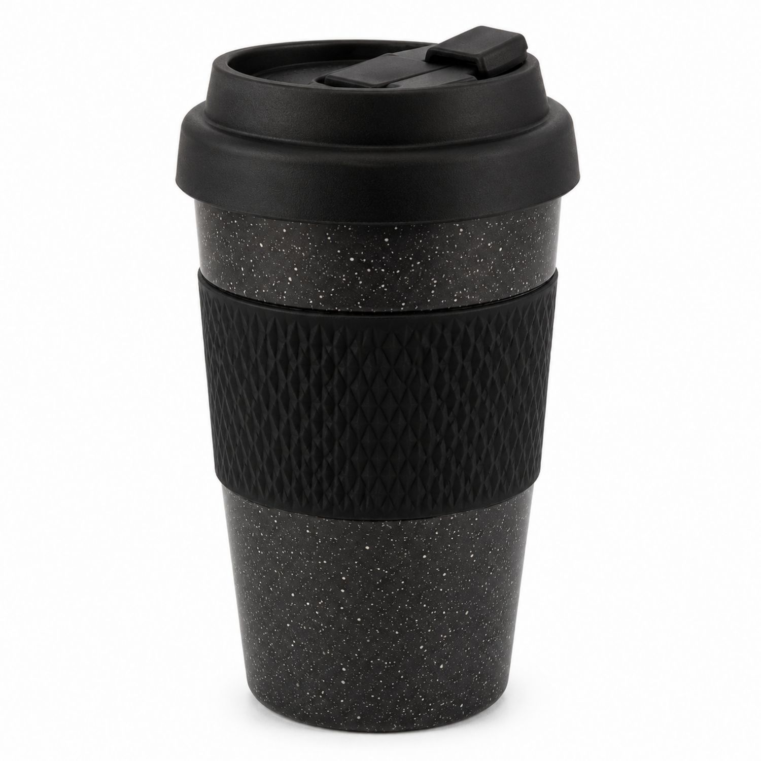 Schwarzer Thermobecher mit Silikongriff 350ml
