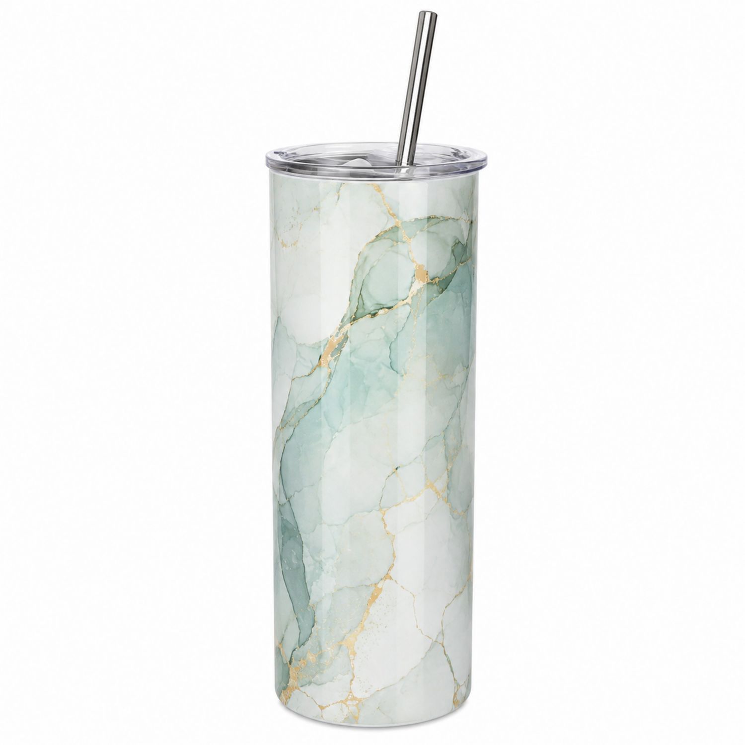 Thermobecher in Marmoroptik Grün/Weiß 500ml