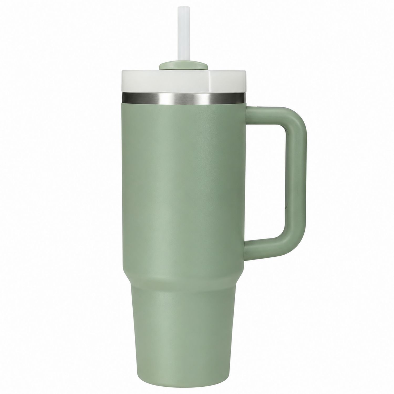 Grüner Thermobecher 750ml mit Griff und Trinkhalm