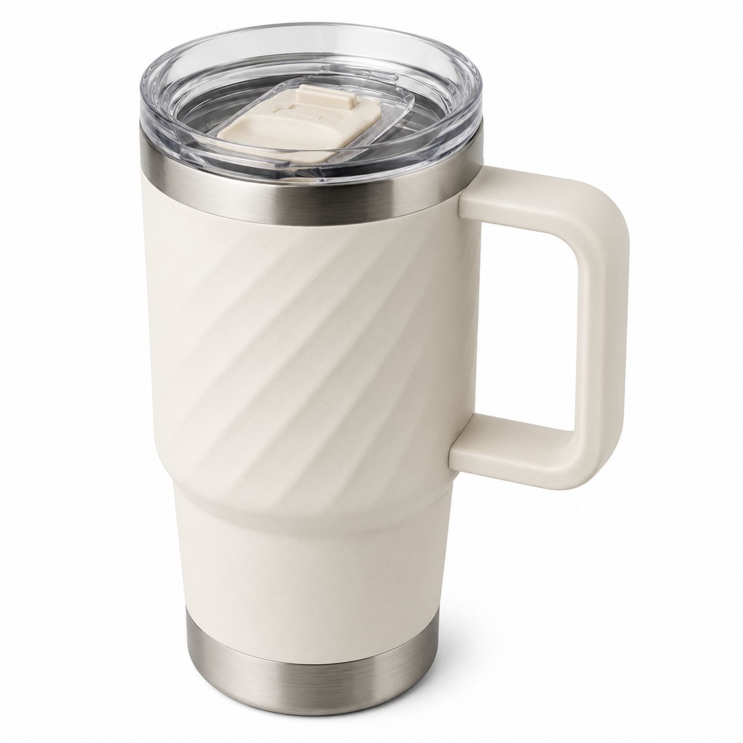 Thermobecher mit Griff, Beige, 500ml