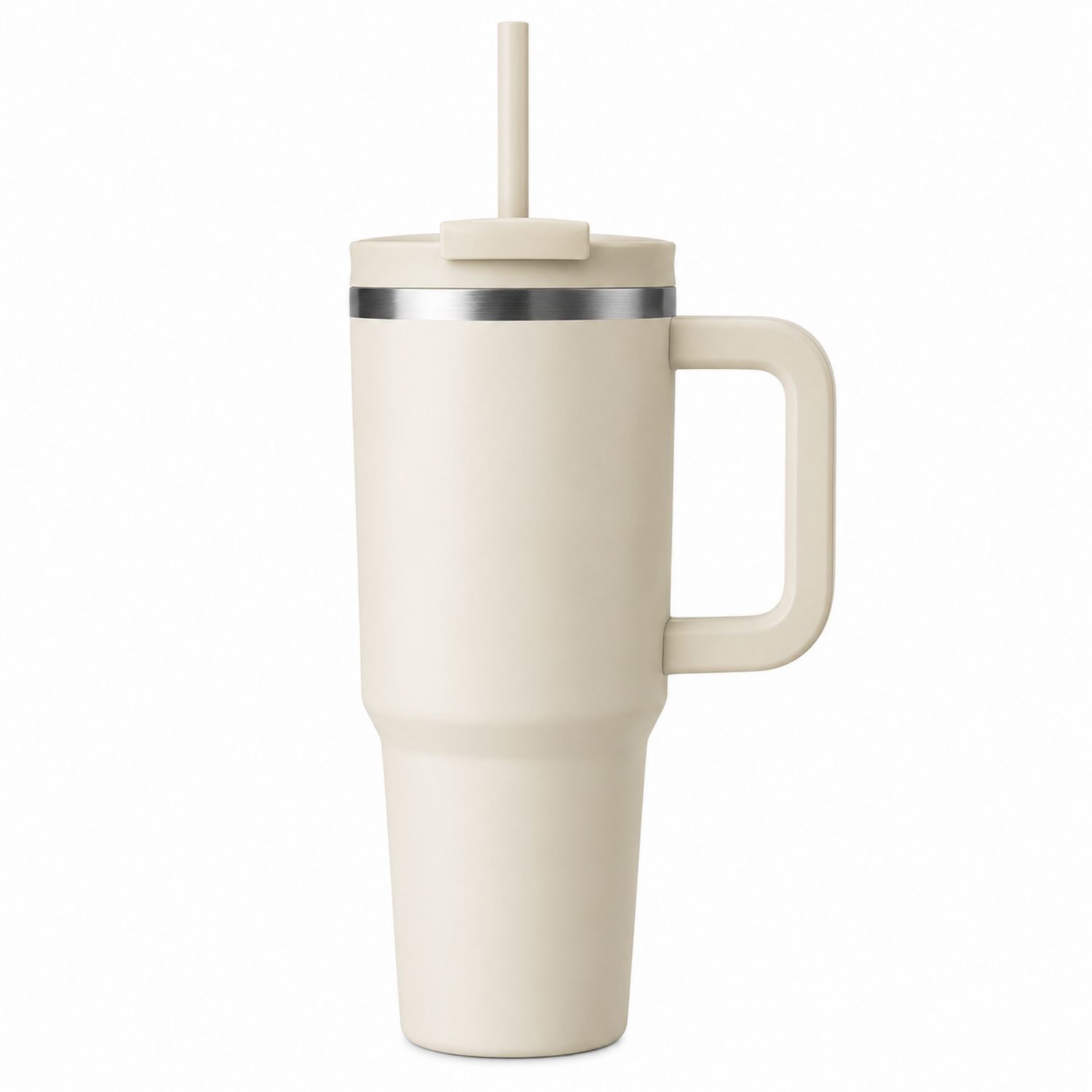 Thermobecher mit Griff und Strohhalm Beige 500ml