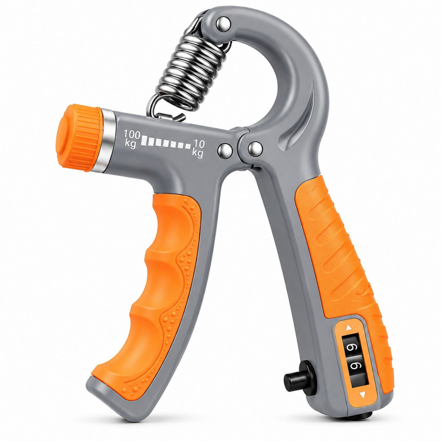 Esercitatore mani regolabile arancione e grigio, resistenza 10-100kg