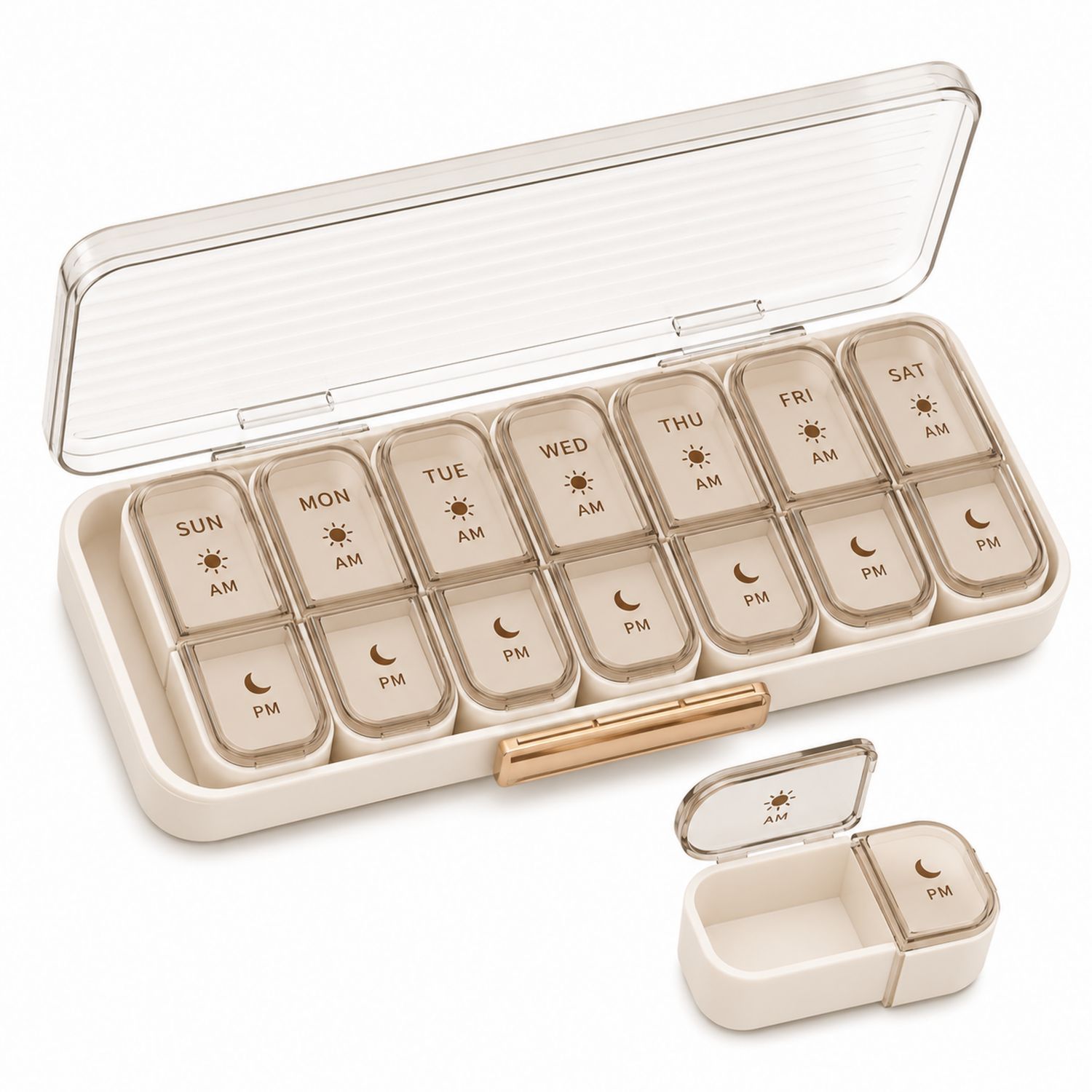 Contenitore Settimanale di Pillole AM PM Beige