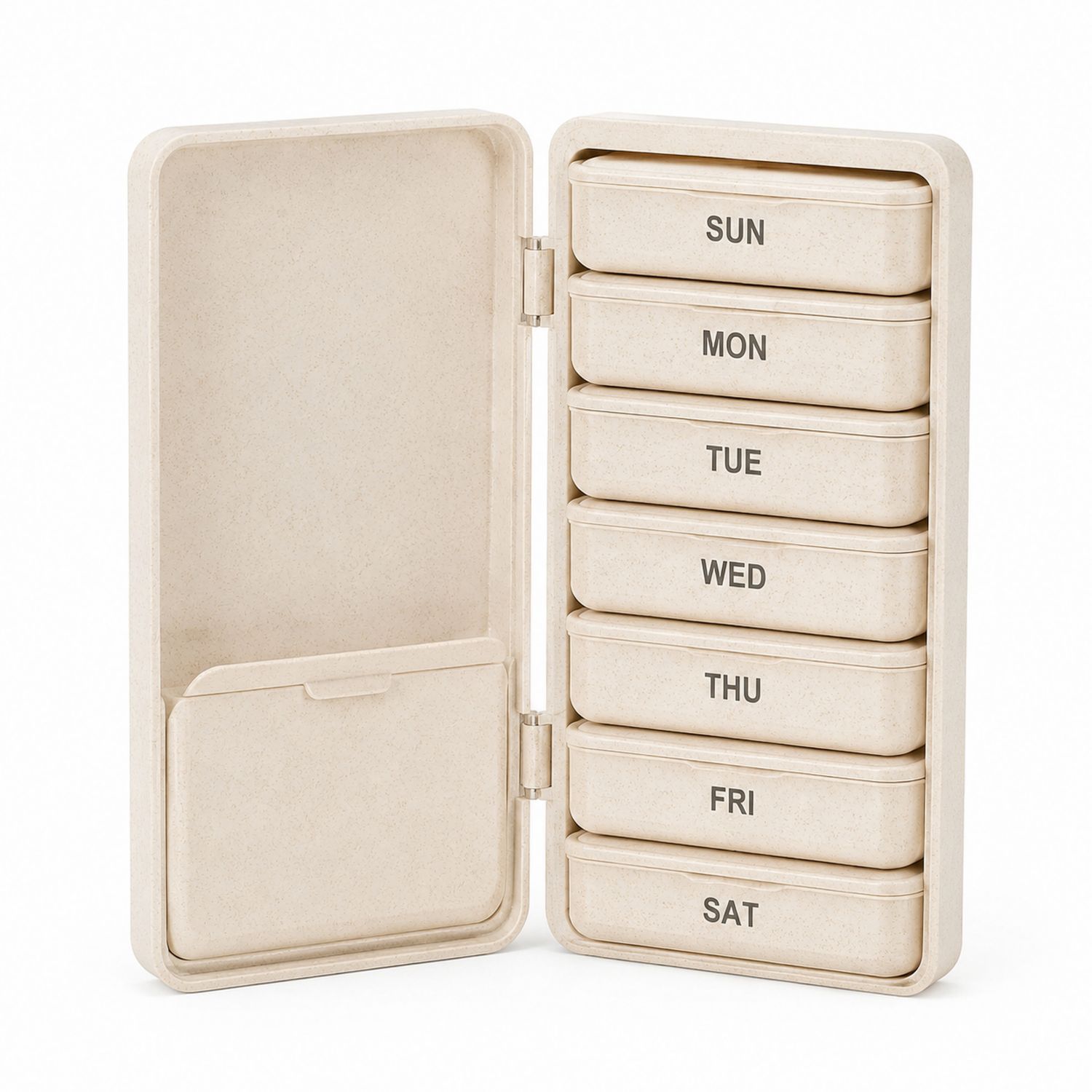Portapillole Settimanale Beige con Etichette