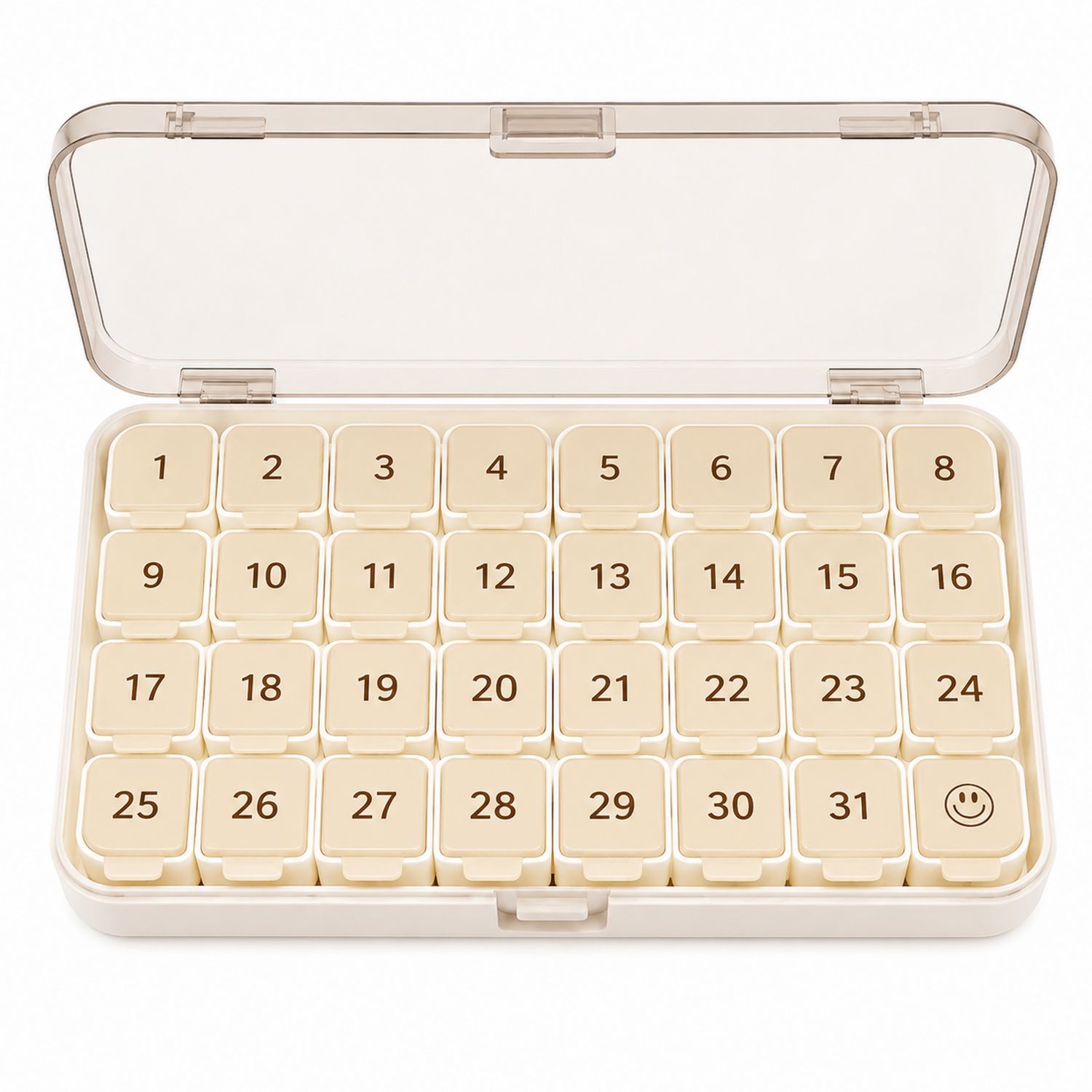 Organizzatore per Pillole Mensile con 31 Scomparti Bianco