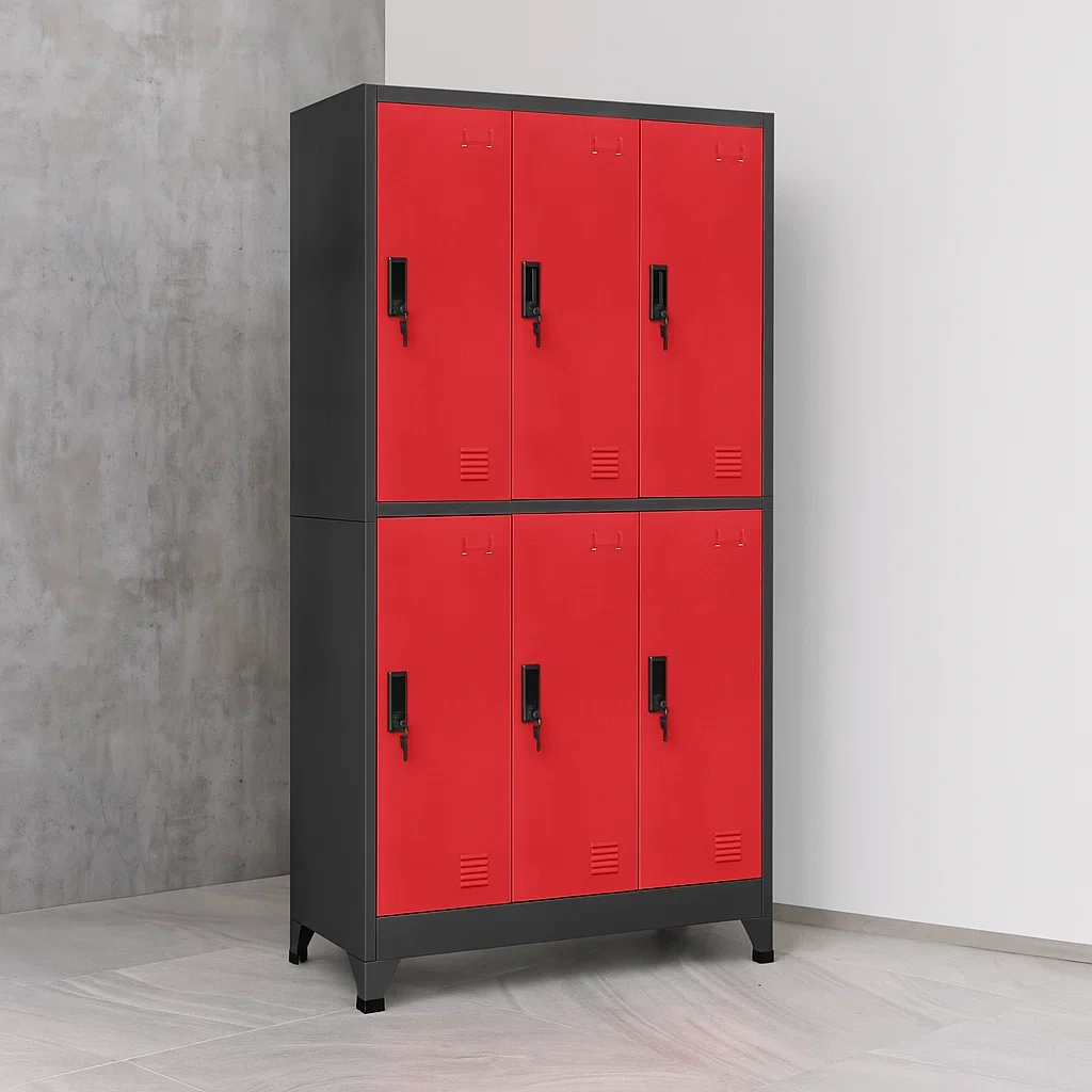 Stahlschrank mit 6 Türen Rot 185x90x40 cm-decorelude