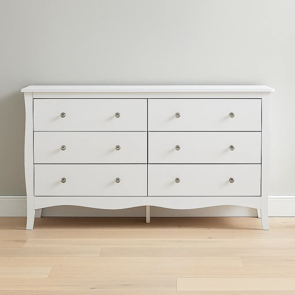 Weiße Kommode mit 6 Schubladen, MDF, 120x80x40 cm-decorelude