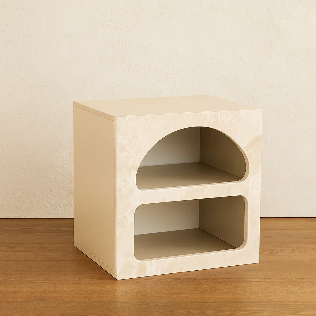 Beiger MDF-Schrank mit zwei Fächern 40x30x50cm-decorelude