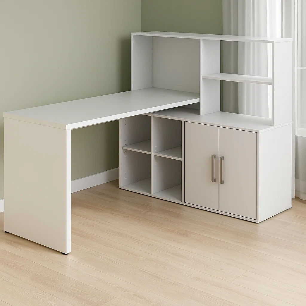 Eck-Schreibtisch mit Regal Weiß Holzwerkstoff 150x120x75 cm-decorelude