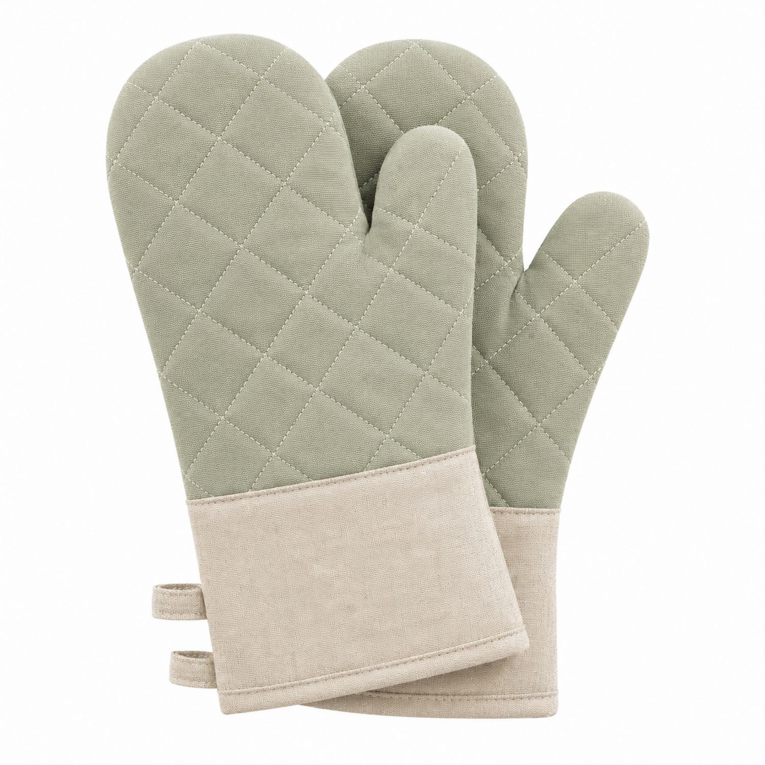 Gesteppte Ofenhandschuhe grün/beige, hitzebeständig-Cavessaliving