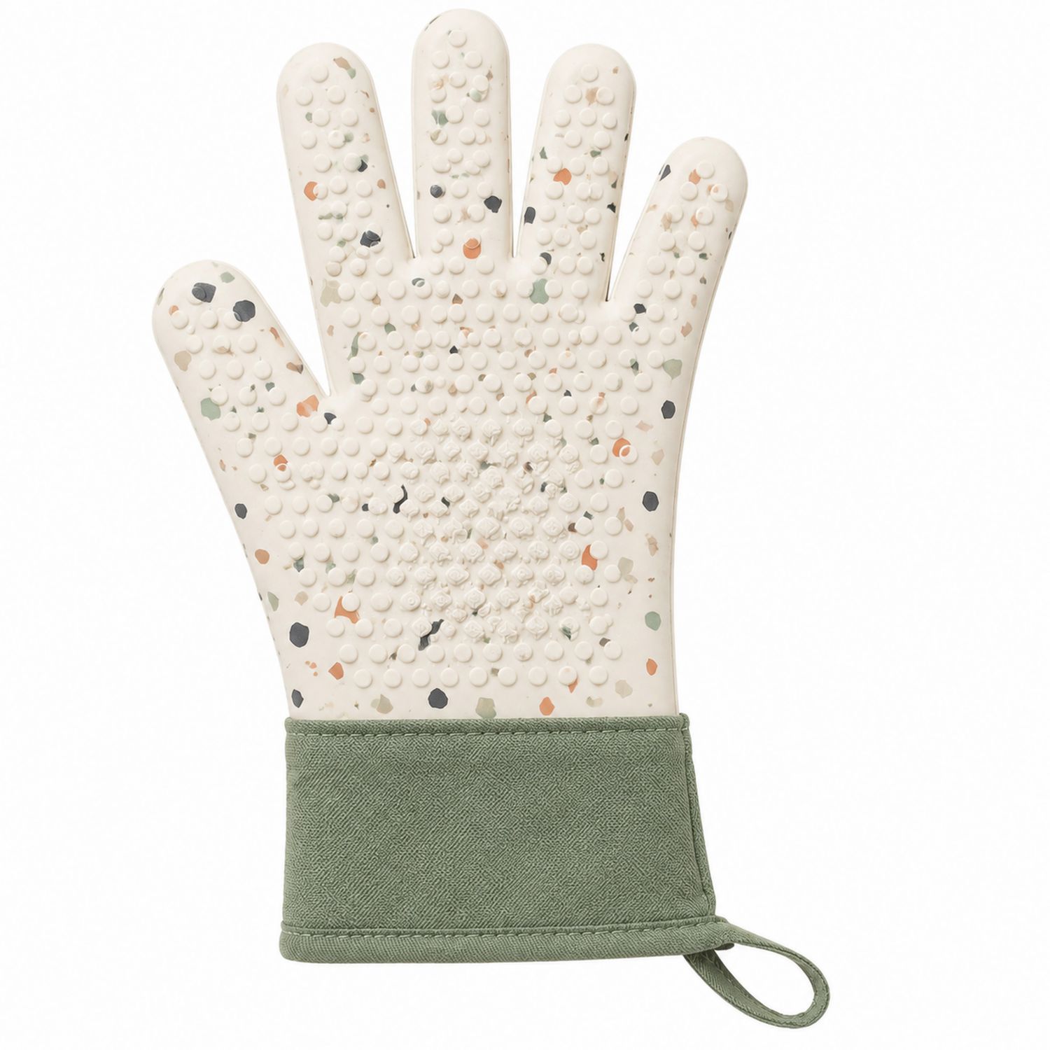 Hitzebeständiger Silikon-Handschuh mit Noppen, Grün/Bunt-Cavessaliving