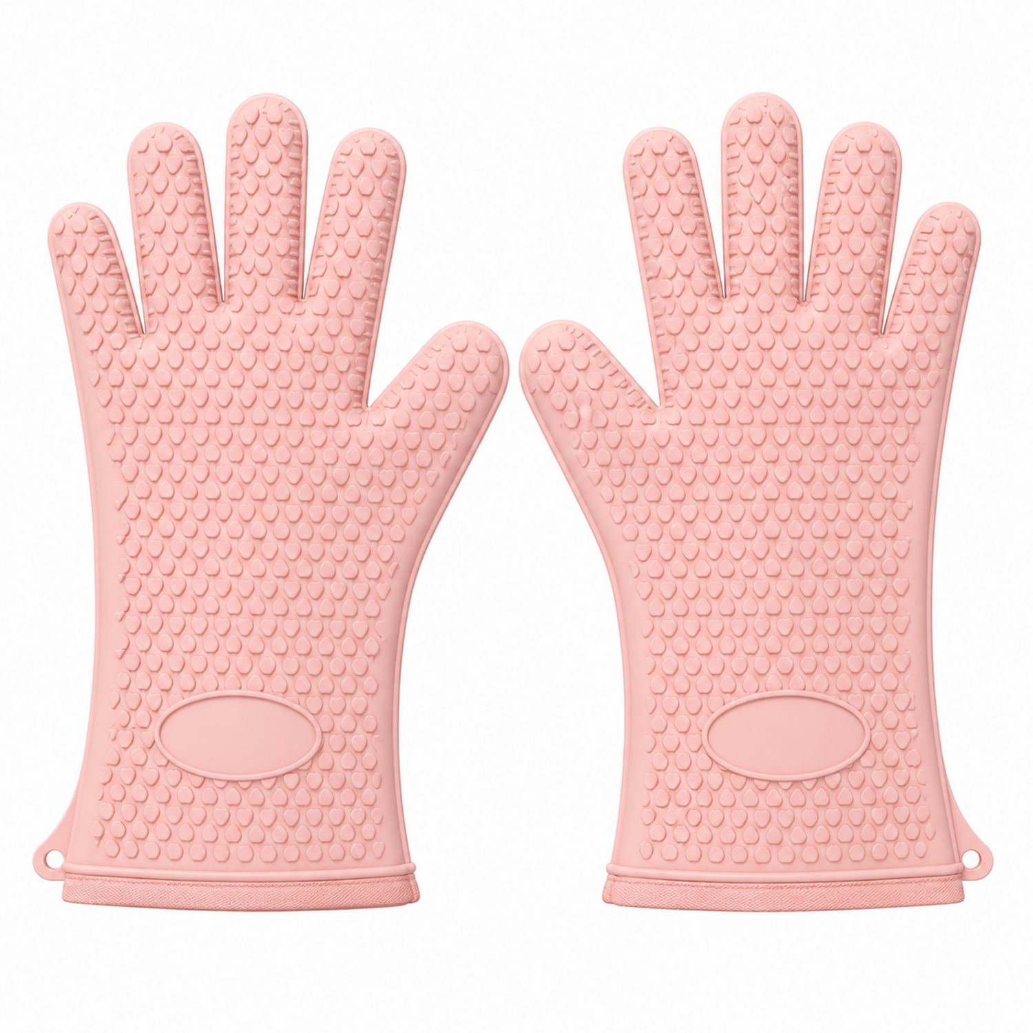 Rosa Hitzebeständige Silikon-Ofenhandschuhe mit Noppen-Cavessaliving
