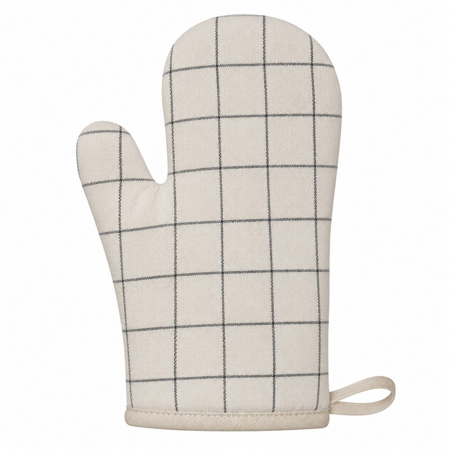 Ofenhandschuh Beige mit Karomuster-Cavessaliving