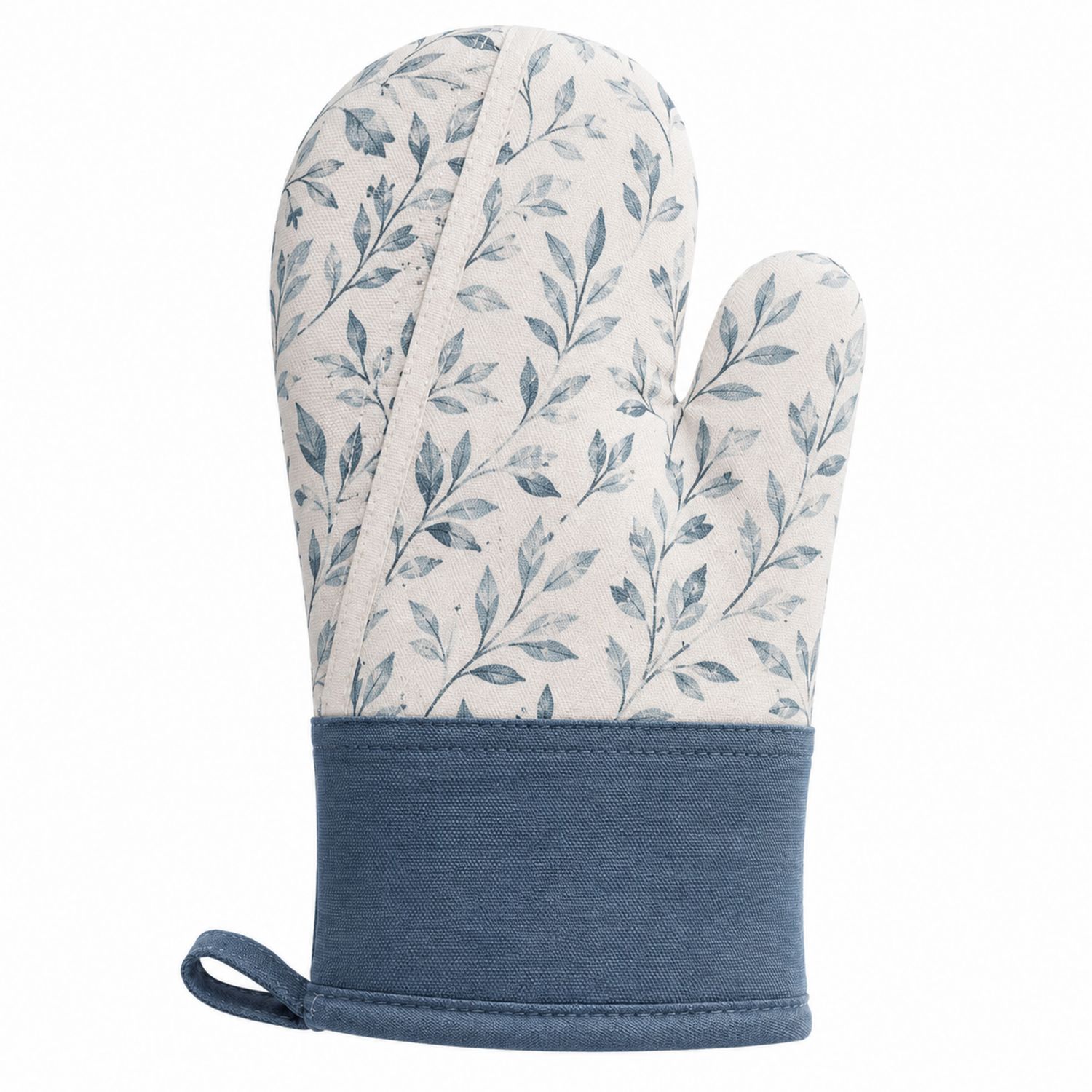 Ofenhandschuh mit Blumenmuster Blau und Weiß-Cavessaliving
