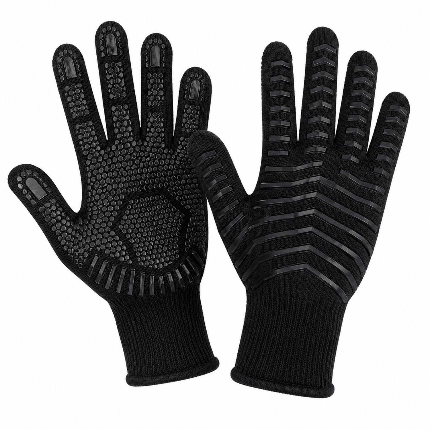 Hitzebeständige rutschfeste Grillhandschuhe Schwarz-Cavessaliving