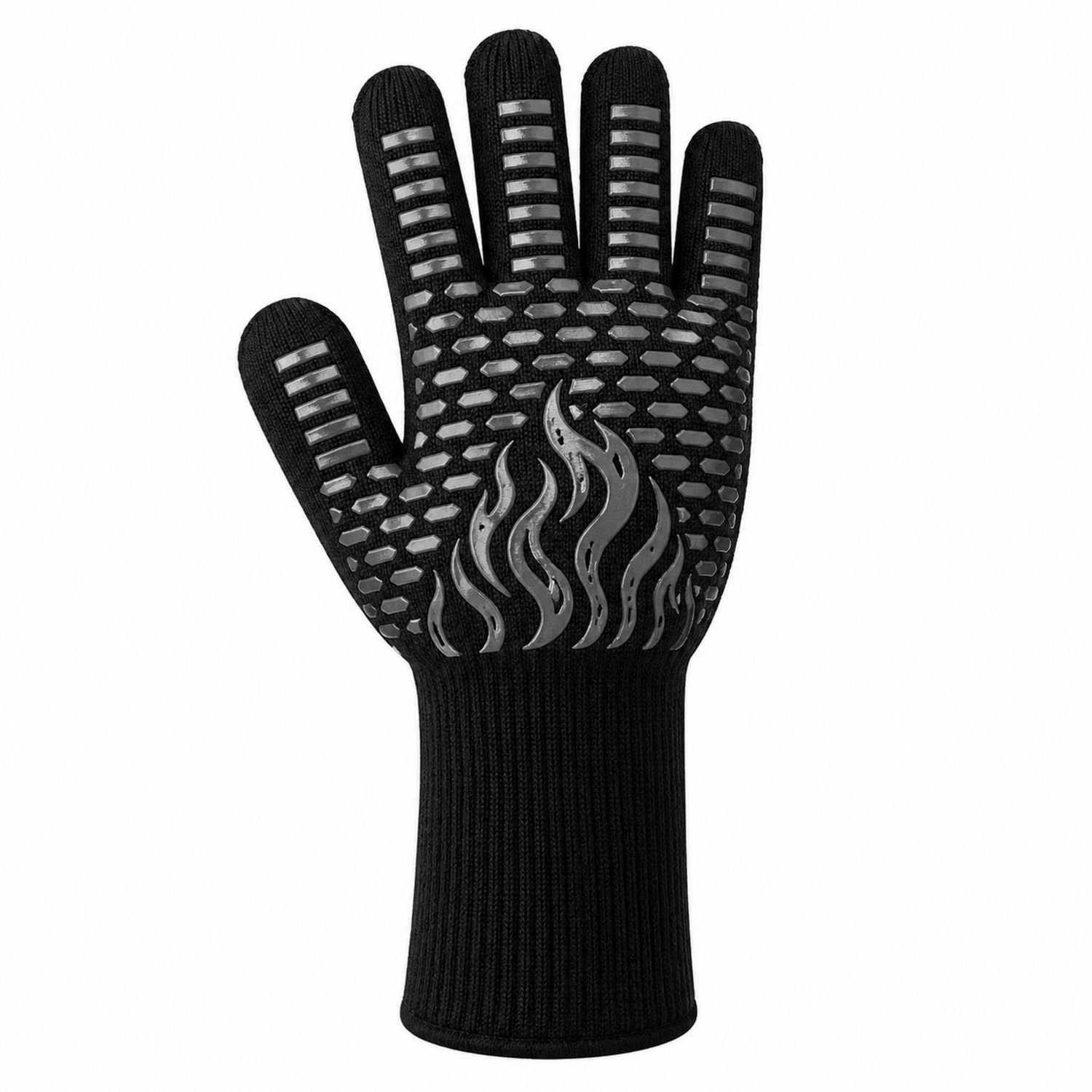Hitzebeständige rutschfeste Handschuhe Flammenmuster Schwarz-Cavessaliving