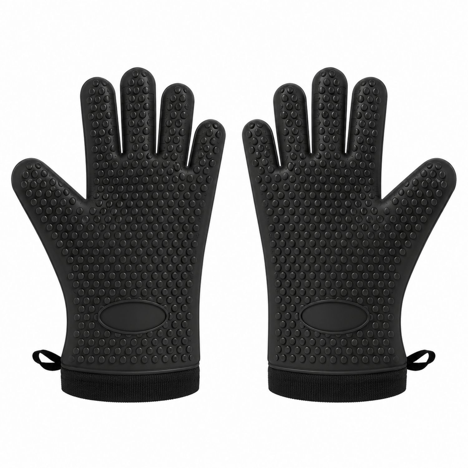 Hitzebeständige Silikonhandschuhe rutschfest schwarz 30x18 cm-Cavessaliving