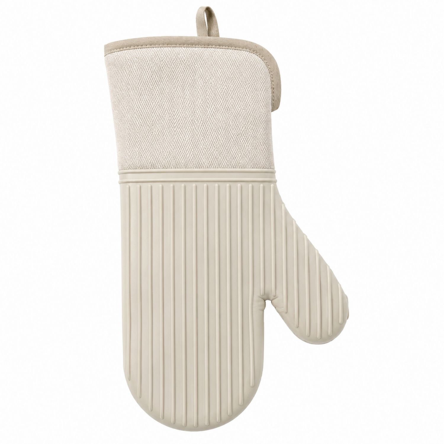 Hitzebeständiger Küchenhandschuh Beige mit Silikonstreifen-Cavessaliving
