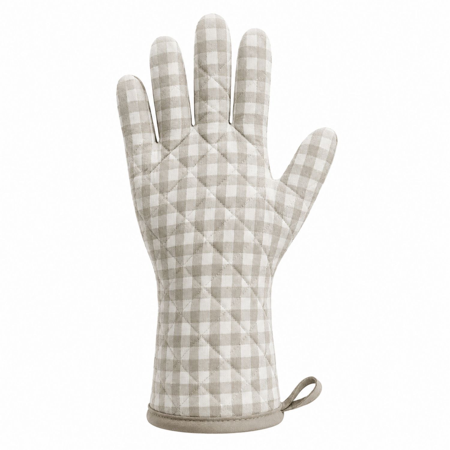 Karierter Ofenhandschuh Beige Weiß-Cavessaliving
