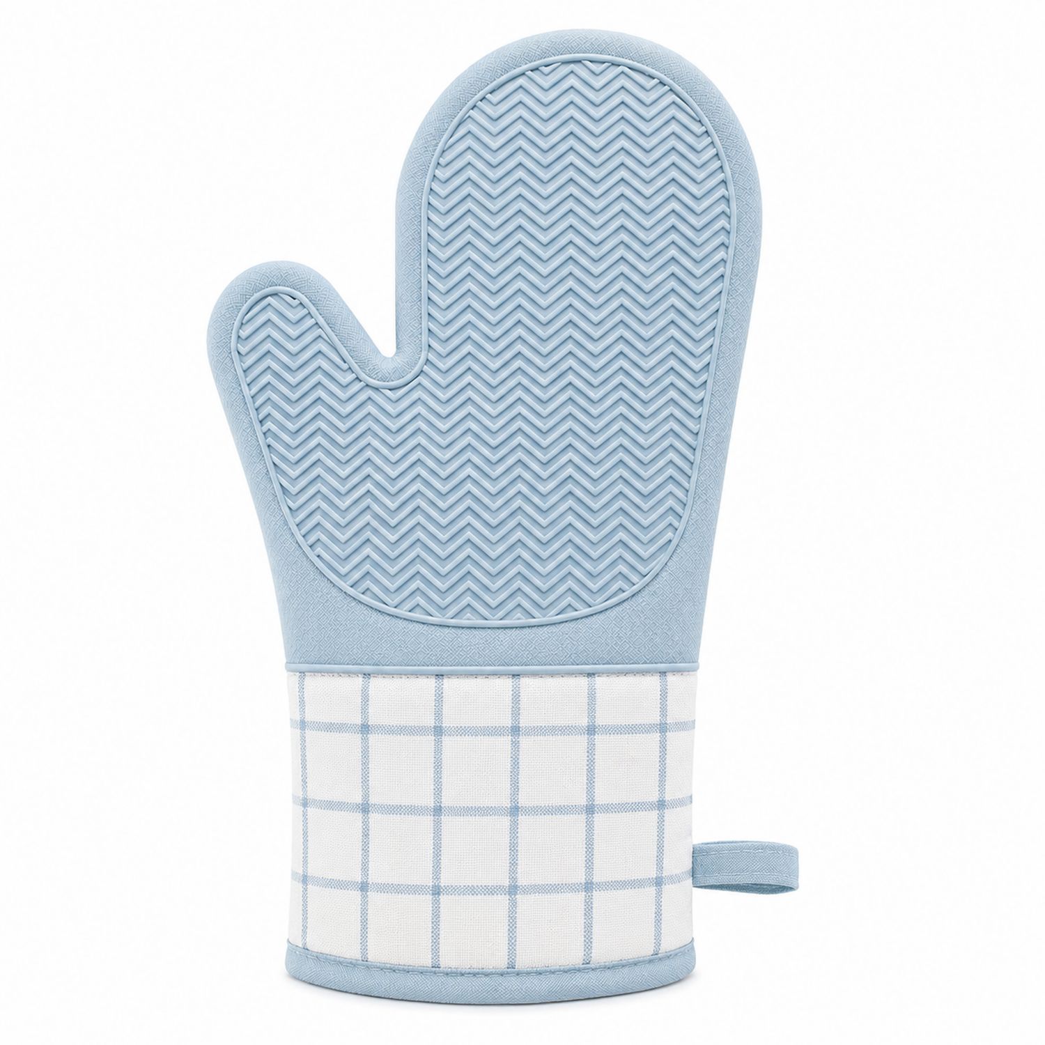 Hellblauer Ofenhandschuh mit Anti-Rutsch-Silikon-Cavessaliving