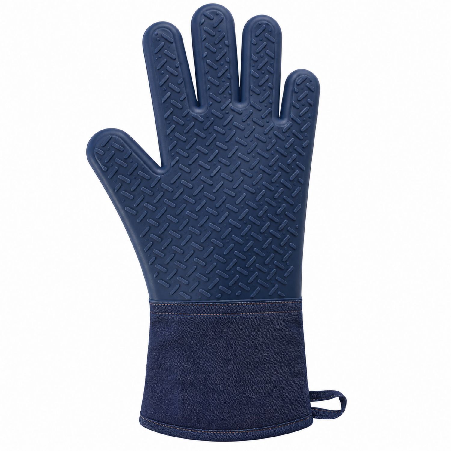 Rutschfester blauer Silikon-Ofenhandschuh, hitzebeständig bis 250°C-Cavessaliving