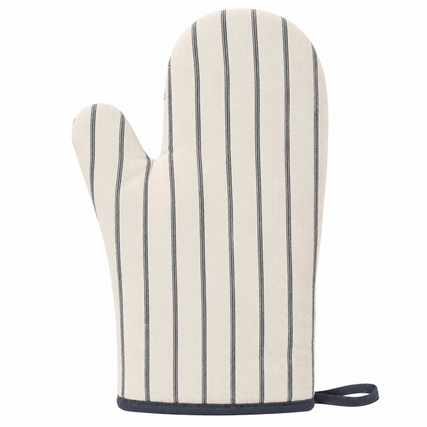 Gestreifter Ofenhandschuh in Beige und Schwarz-Cavessaliving