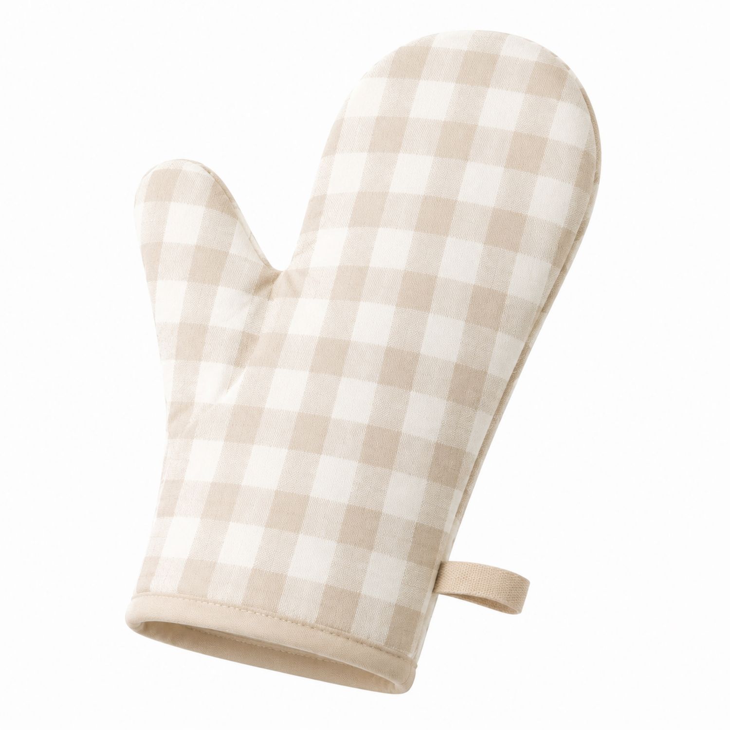 Stilvoller Küchenhandschuh Beige-Weiß Kariert-Cavessaliving