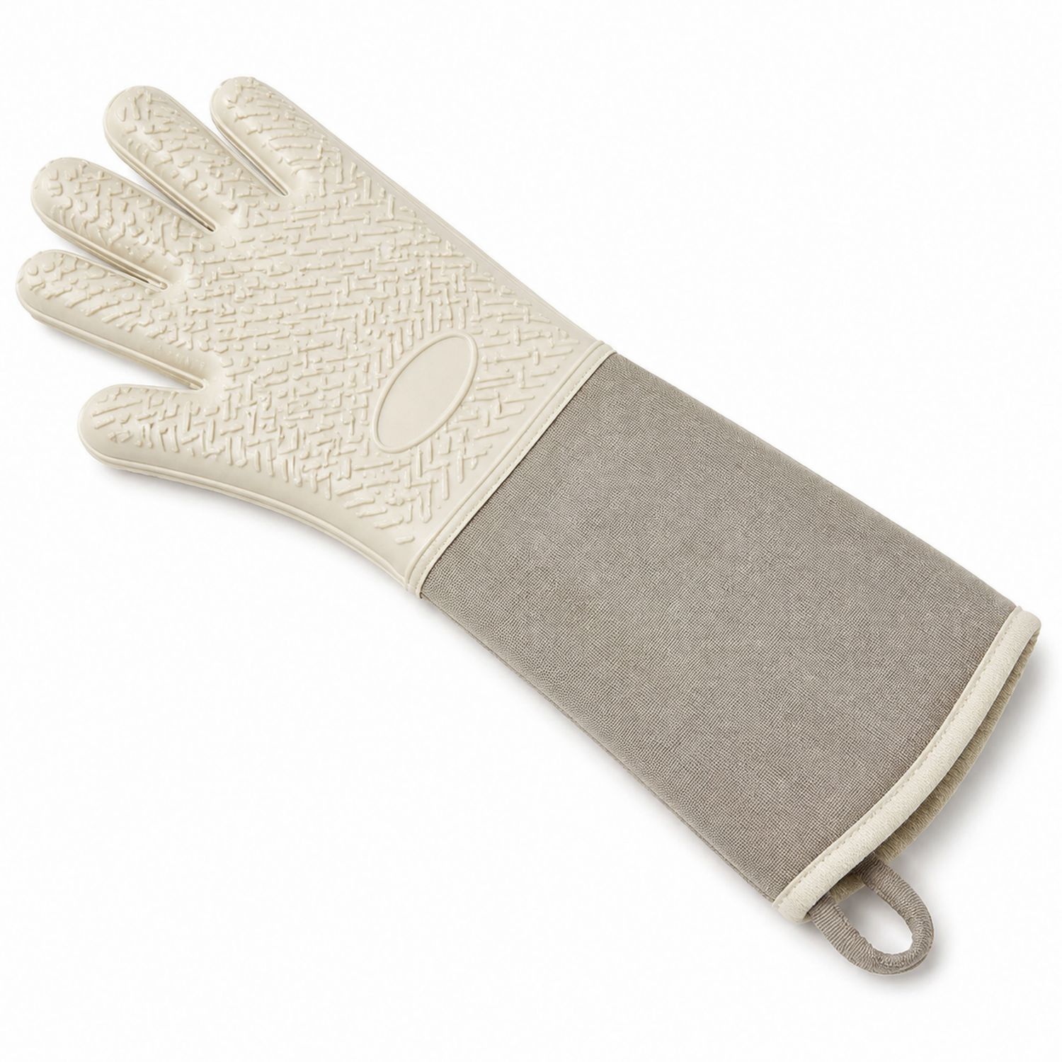 Langer Silikon Ofenhandschuh Creme/Grau-Cavessaliving