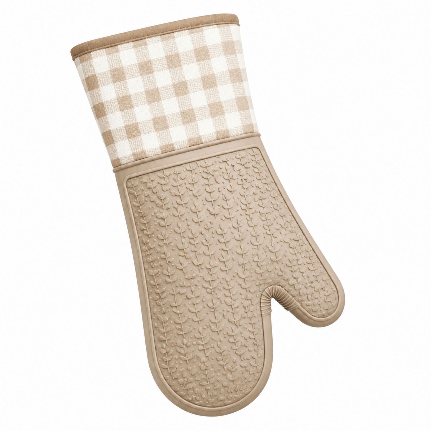 Ofenhandschuh Hitzebeständig Beige Karomuster-Cavessaliving