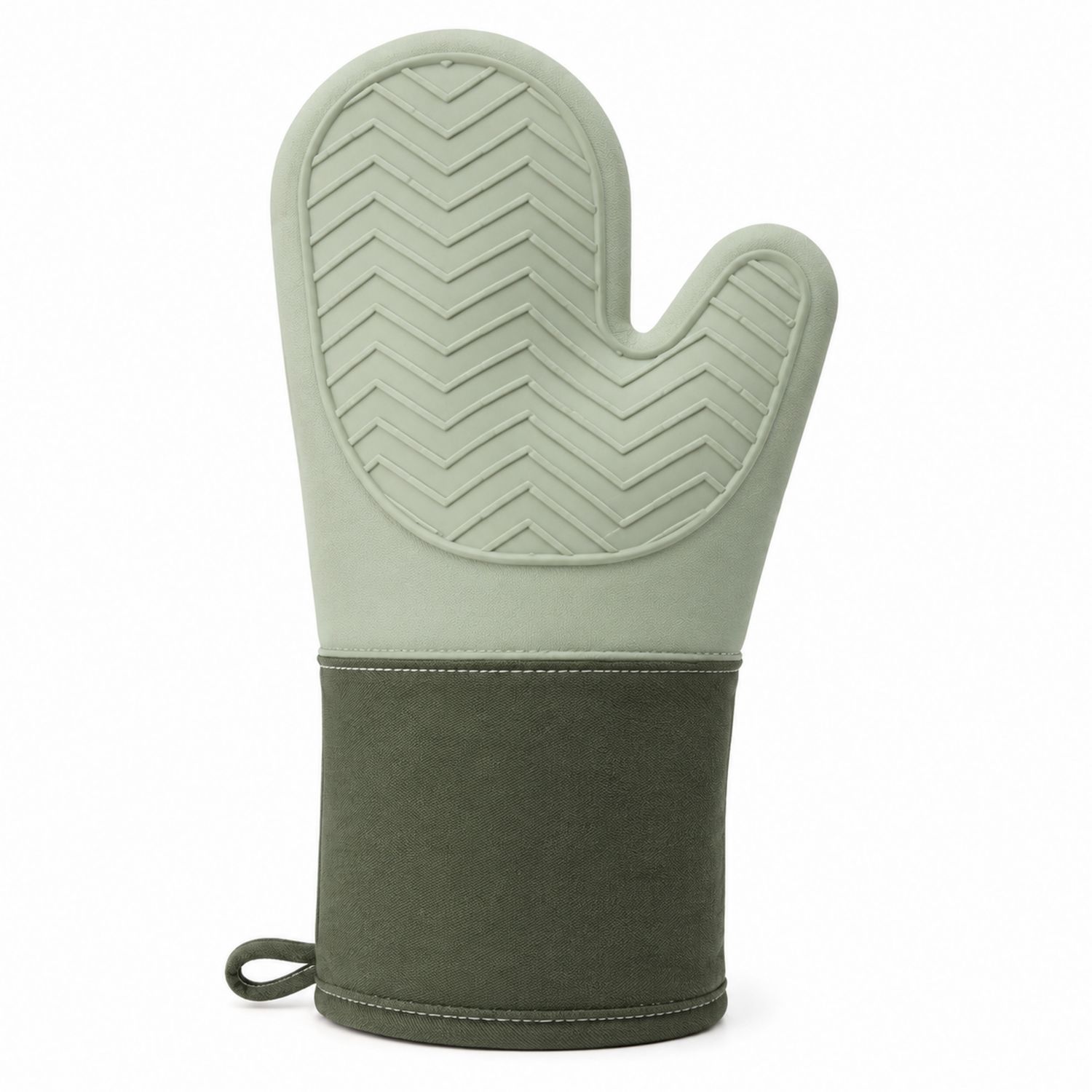 Hitzebeständiger Silikon Ofenhandschuh Chevron-Muster Grün-Cavessaliving