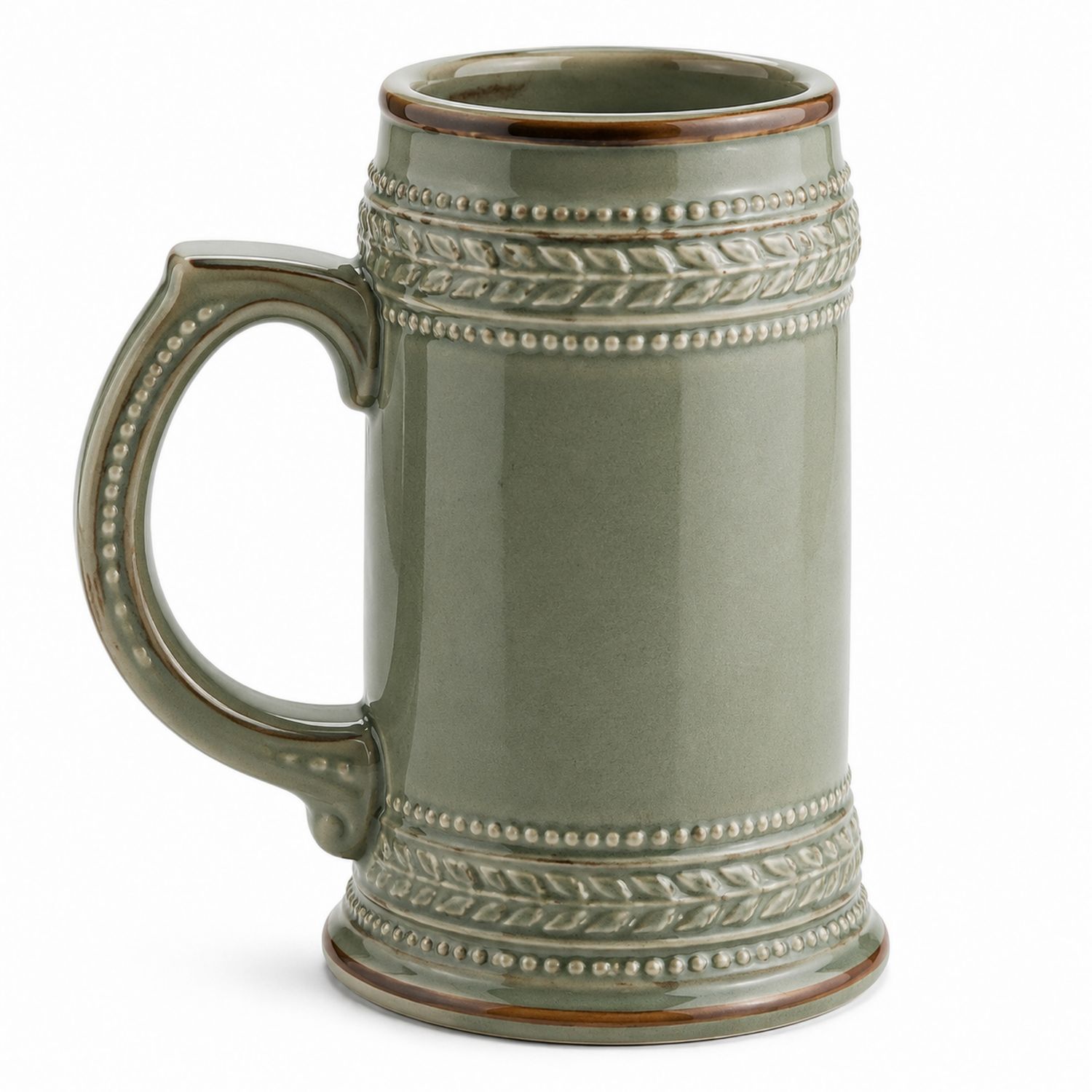 Grüner Bierkrug aus Keramik mit Griff 500ml