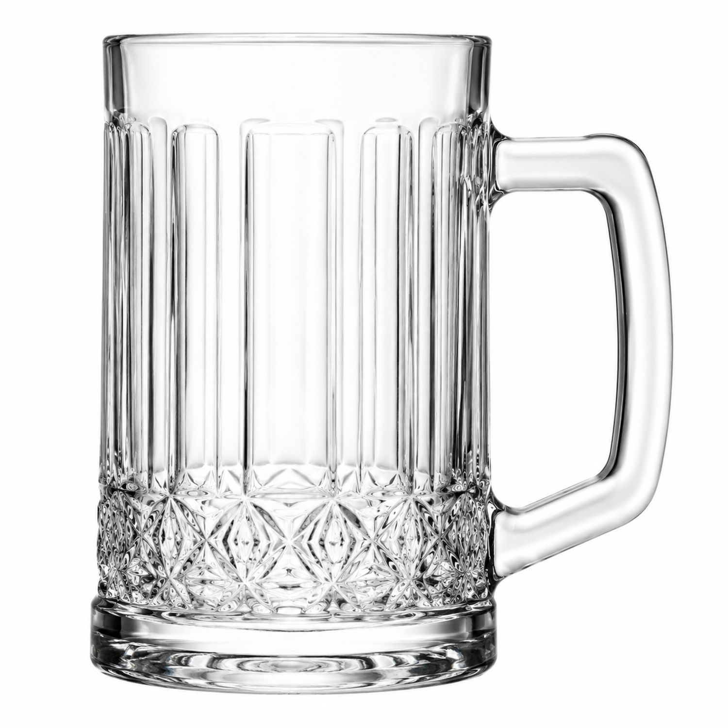 Bierkrug 500ml Transparent mit Rillen- und Rautenmuster