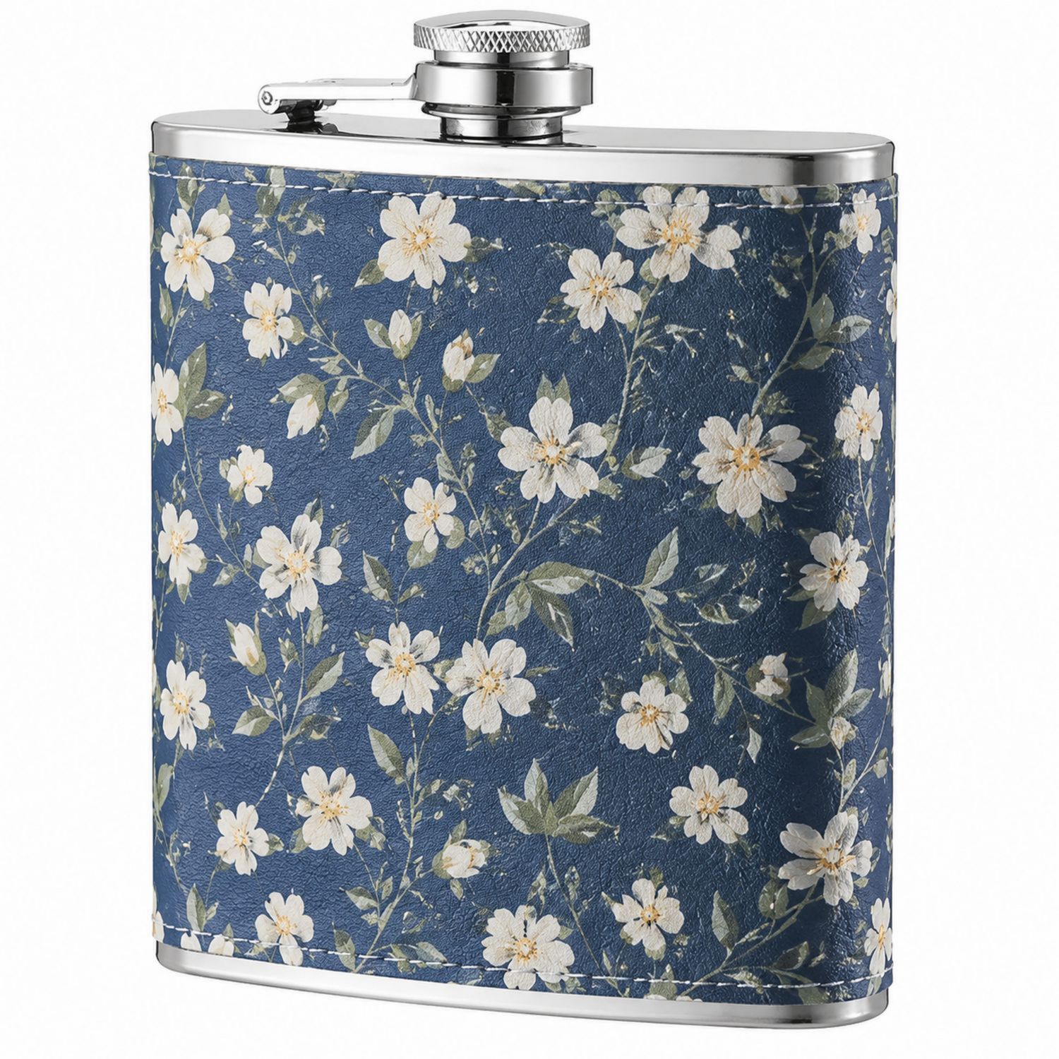 Edelstahl-Flachmann mit Blumenmuster 200ml