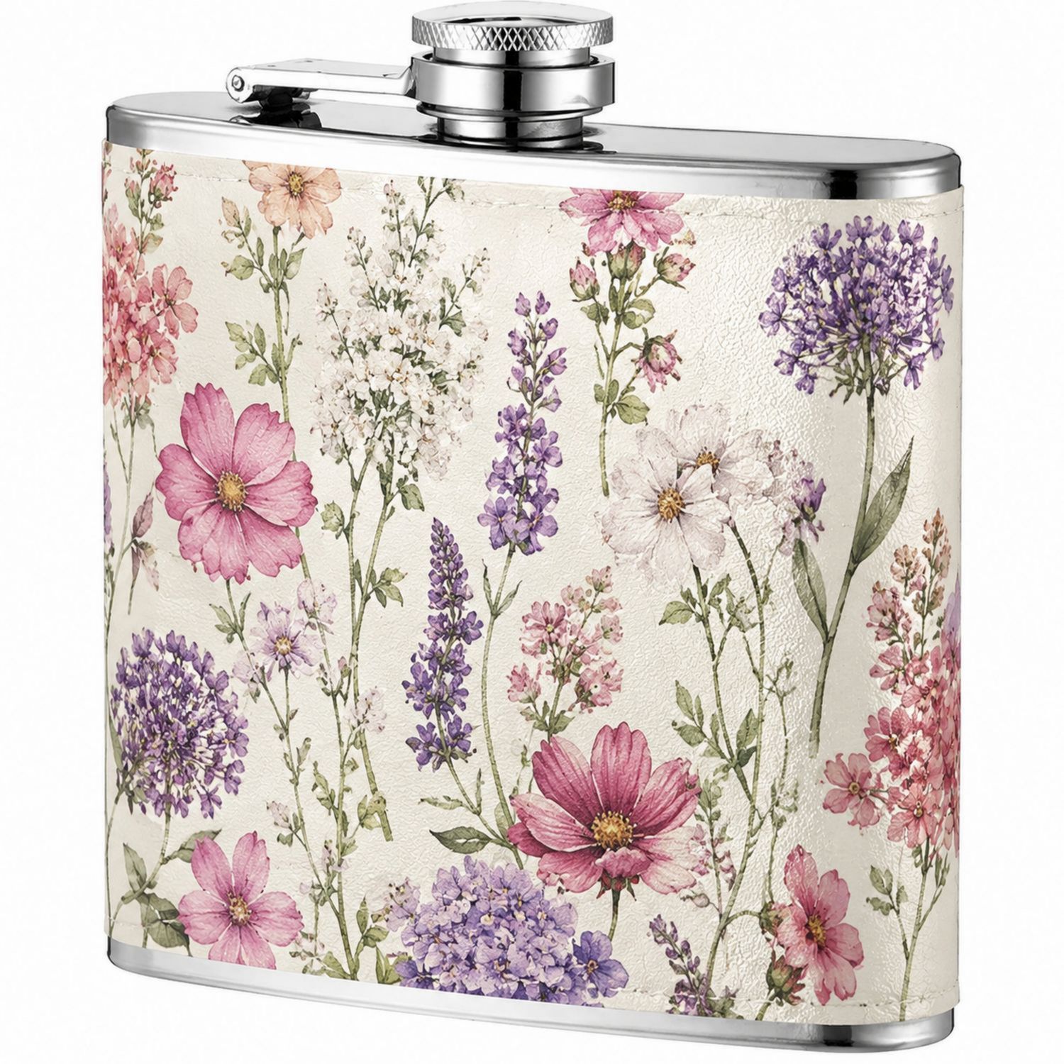 Edelstahl-Flachmann mit Blumenmuster 200ml Auslaufsicher