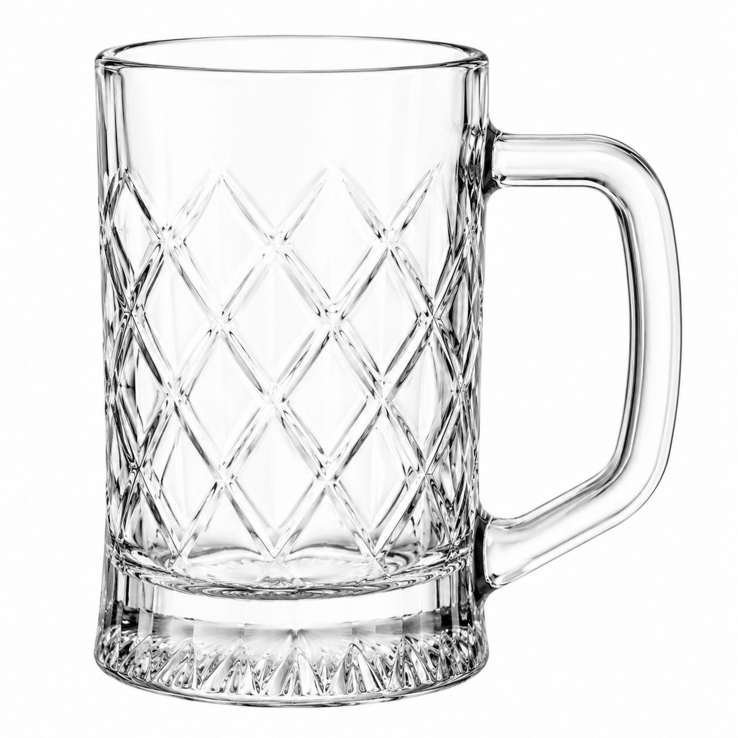 Glas Bierkrug mit Rautenmuster 500 ml