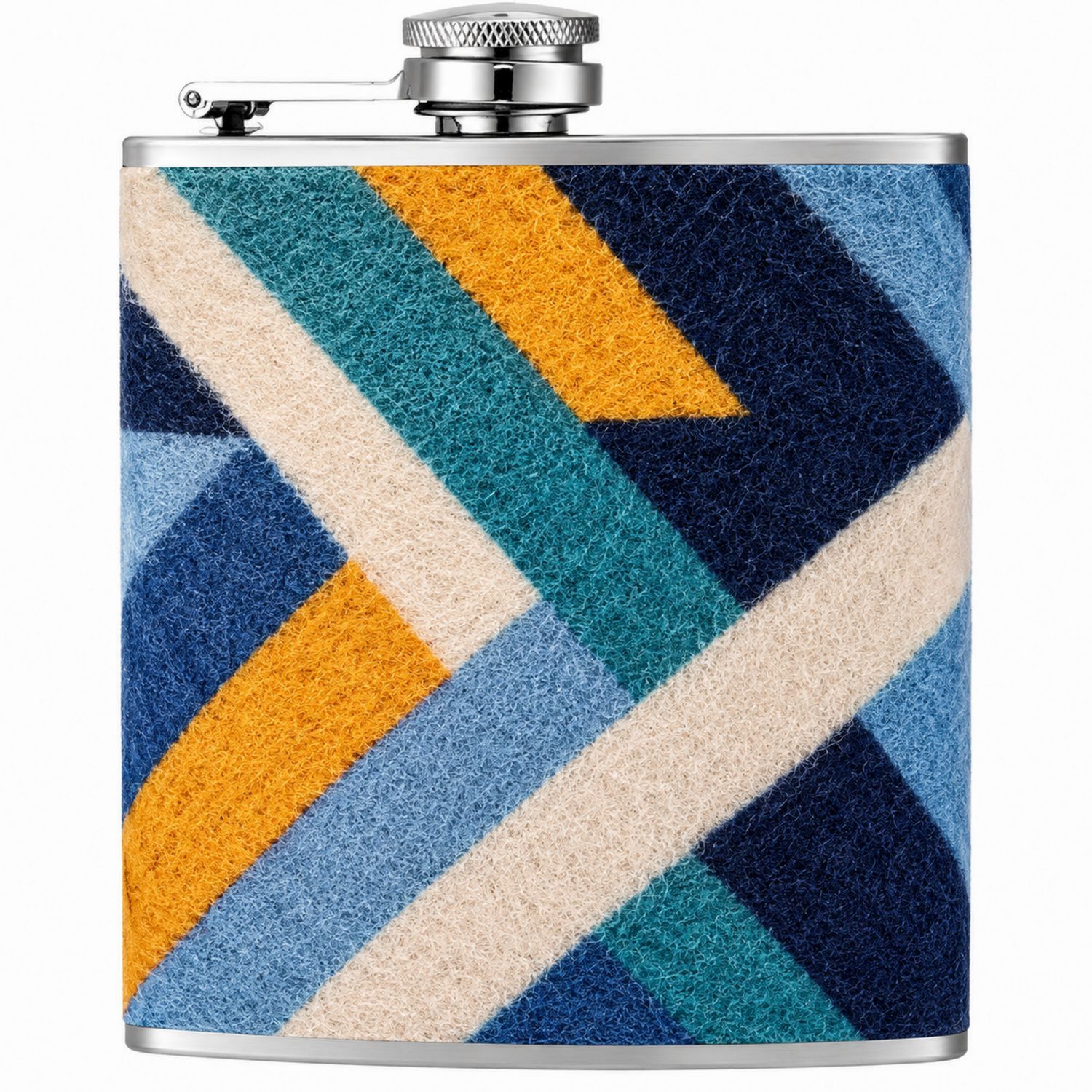 Flachmann mit buntem Stoffbezug 200ml