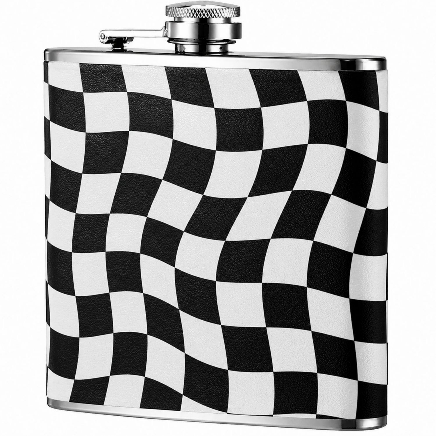 Flachmann Schwarz-Weiß Kariert 170ml