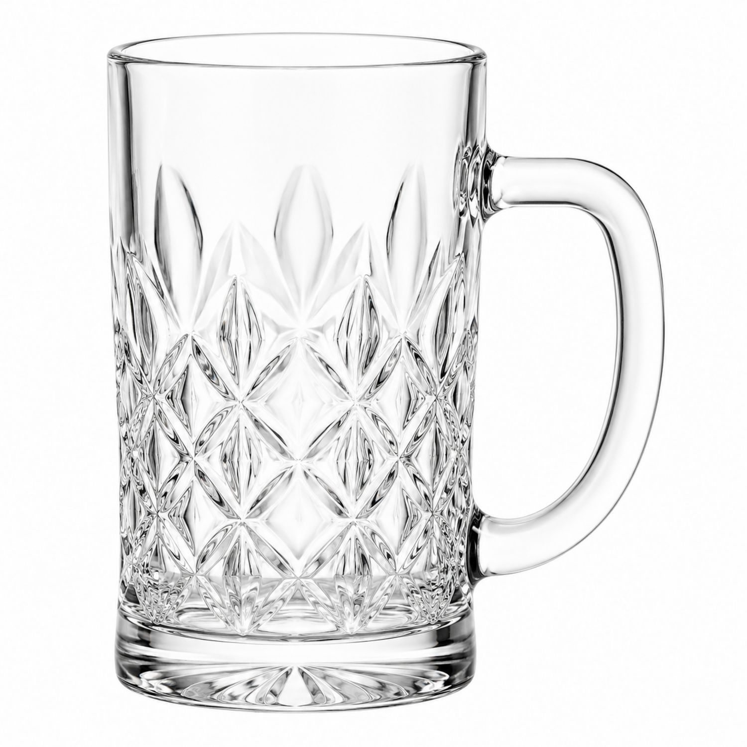 Kristall Bierkrug 500 ml mit geschliffenem Muster, klar