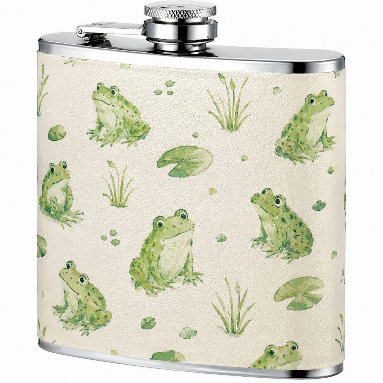 Flachmann mit Froschdesign 200ml Grün-Beige