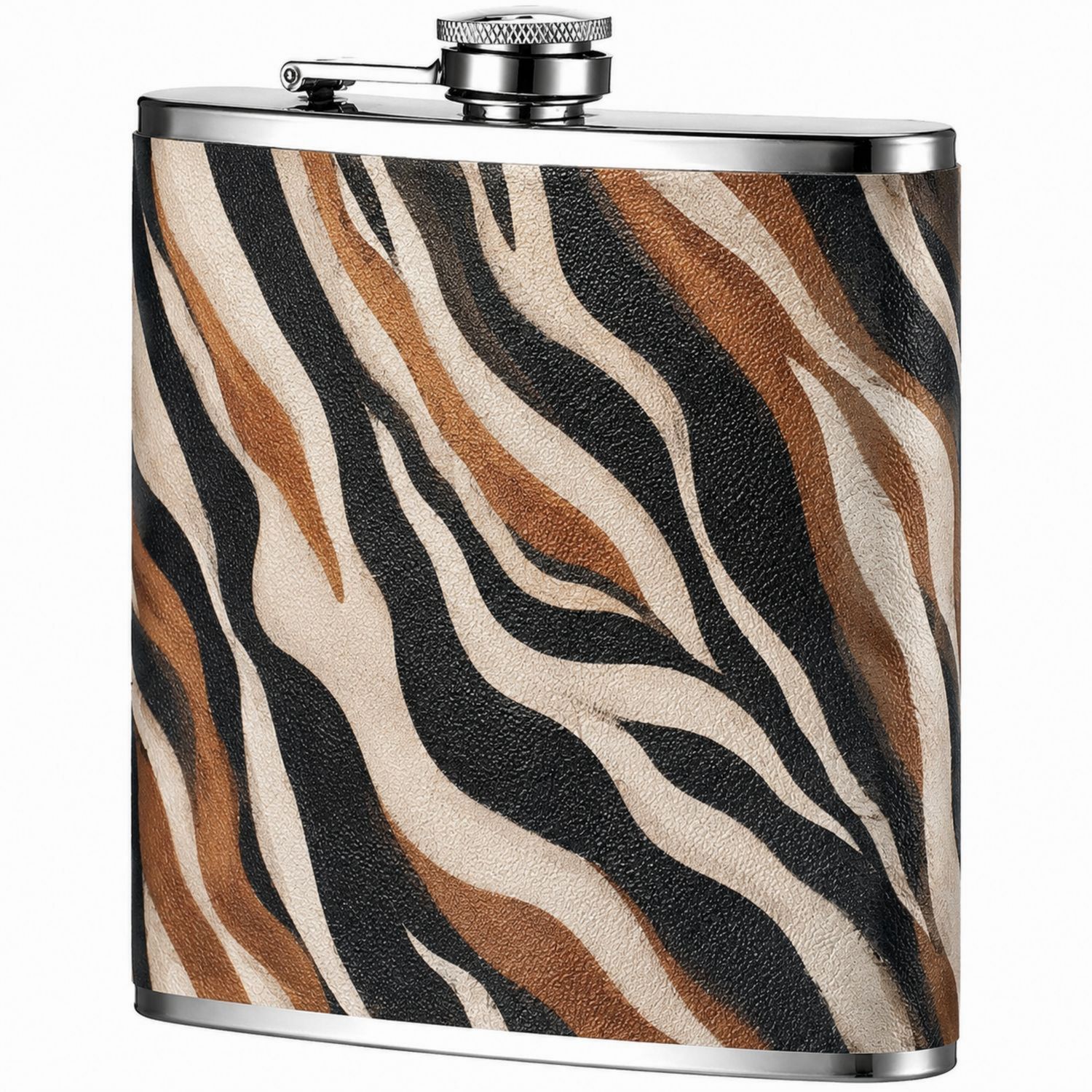 Edelstahl-Flachmann mit Zebra-Muster, 237 ml