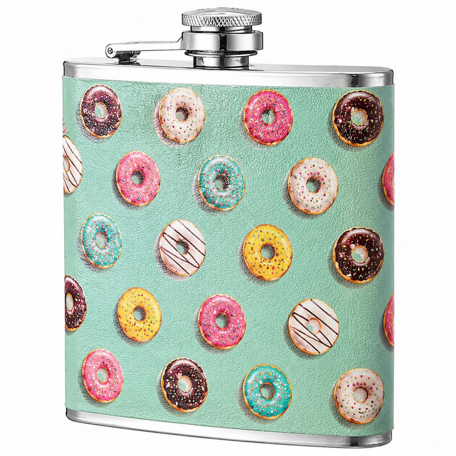 Flachmann mit Donut-Muster 200ml Minzgrün