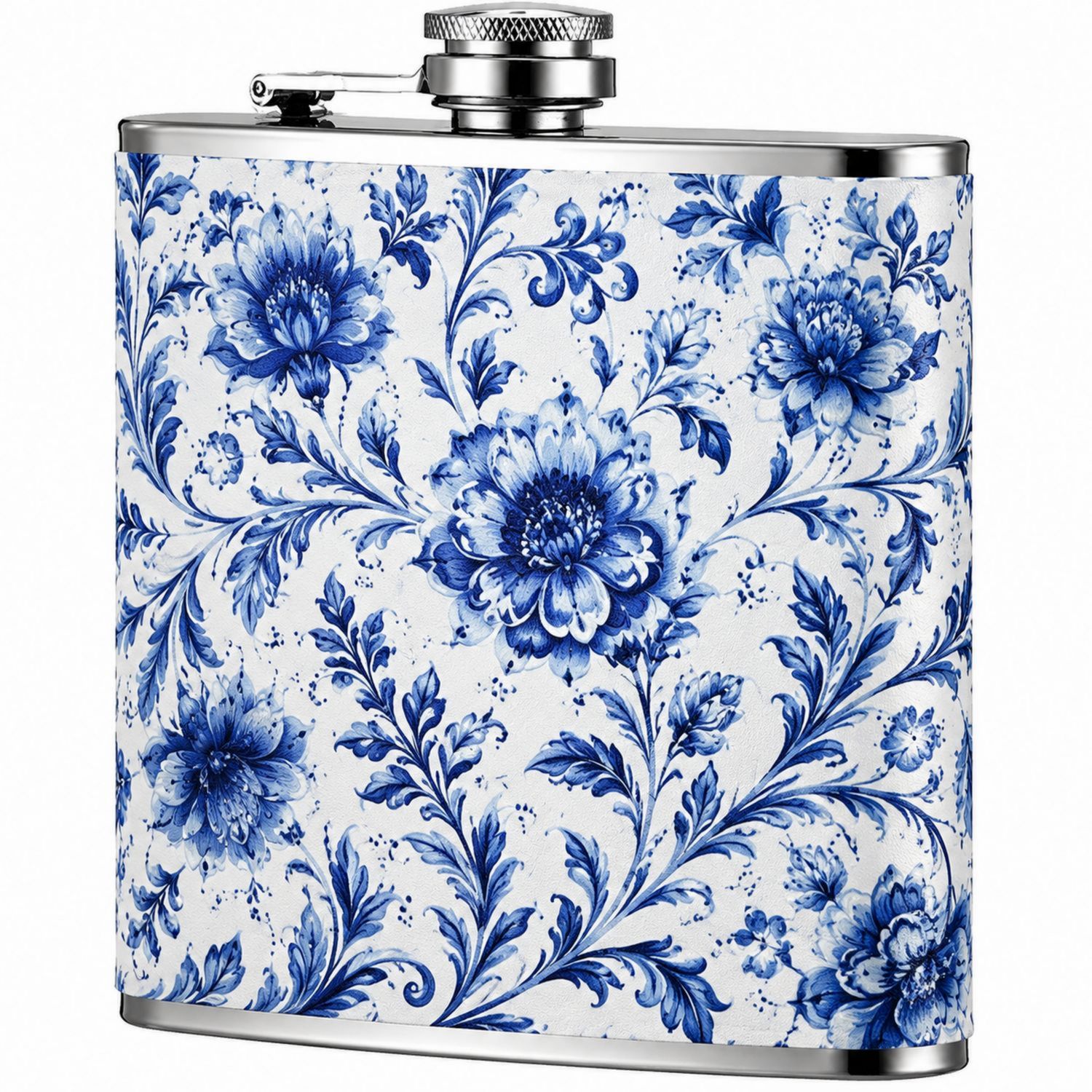 Flachmann mit blauem Blumenmuster 270ml