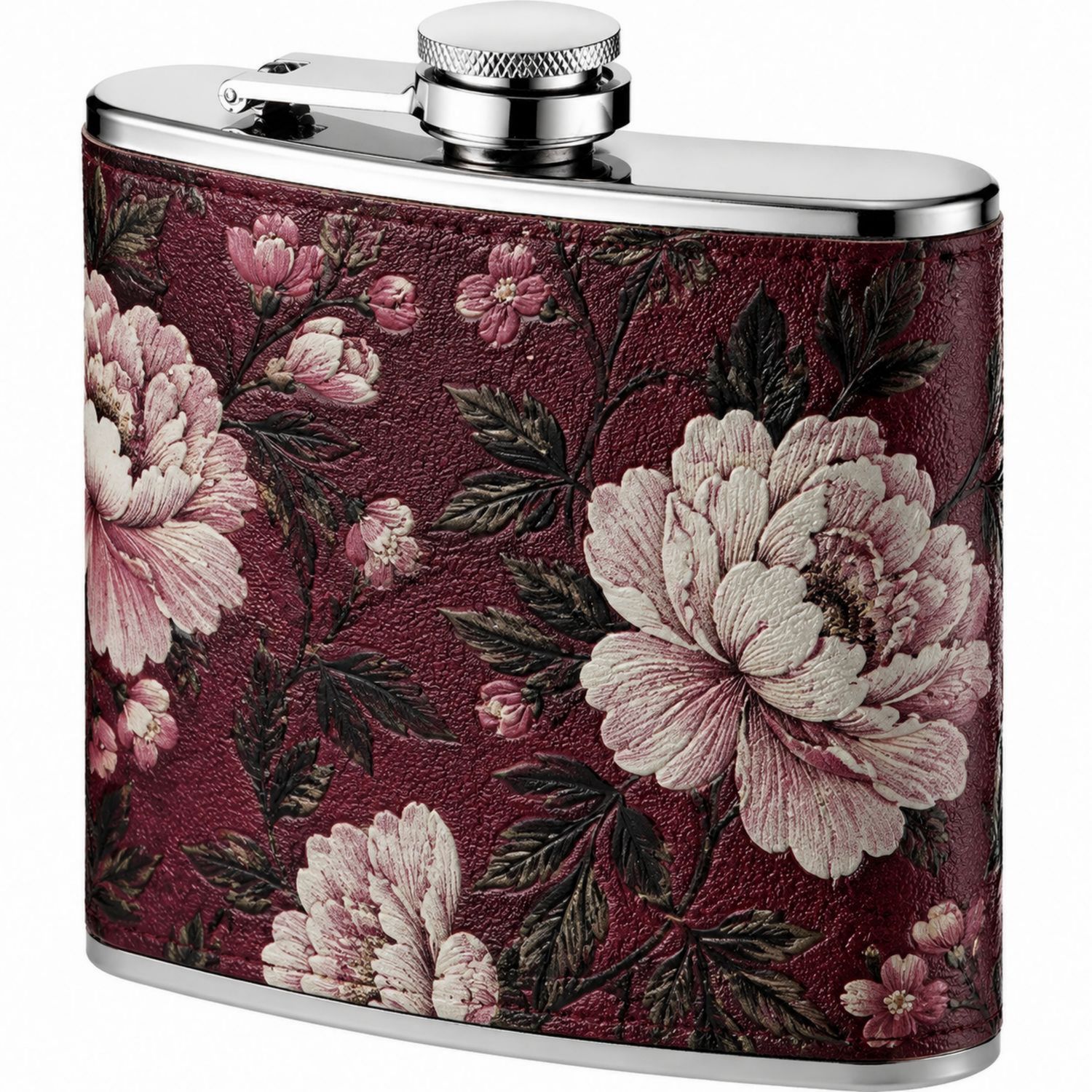 Edelstahl-Flachmann mit floralem Muster 200ml