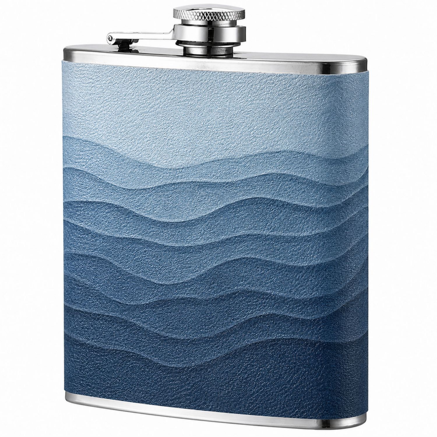 Blauer Flachmann mit Wellenstruktur 200ml