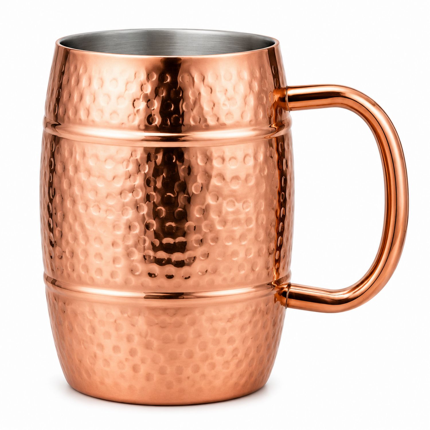 Kupferbecher gehämmert 500ml mit ergonomischem Griff