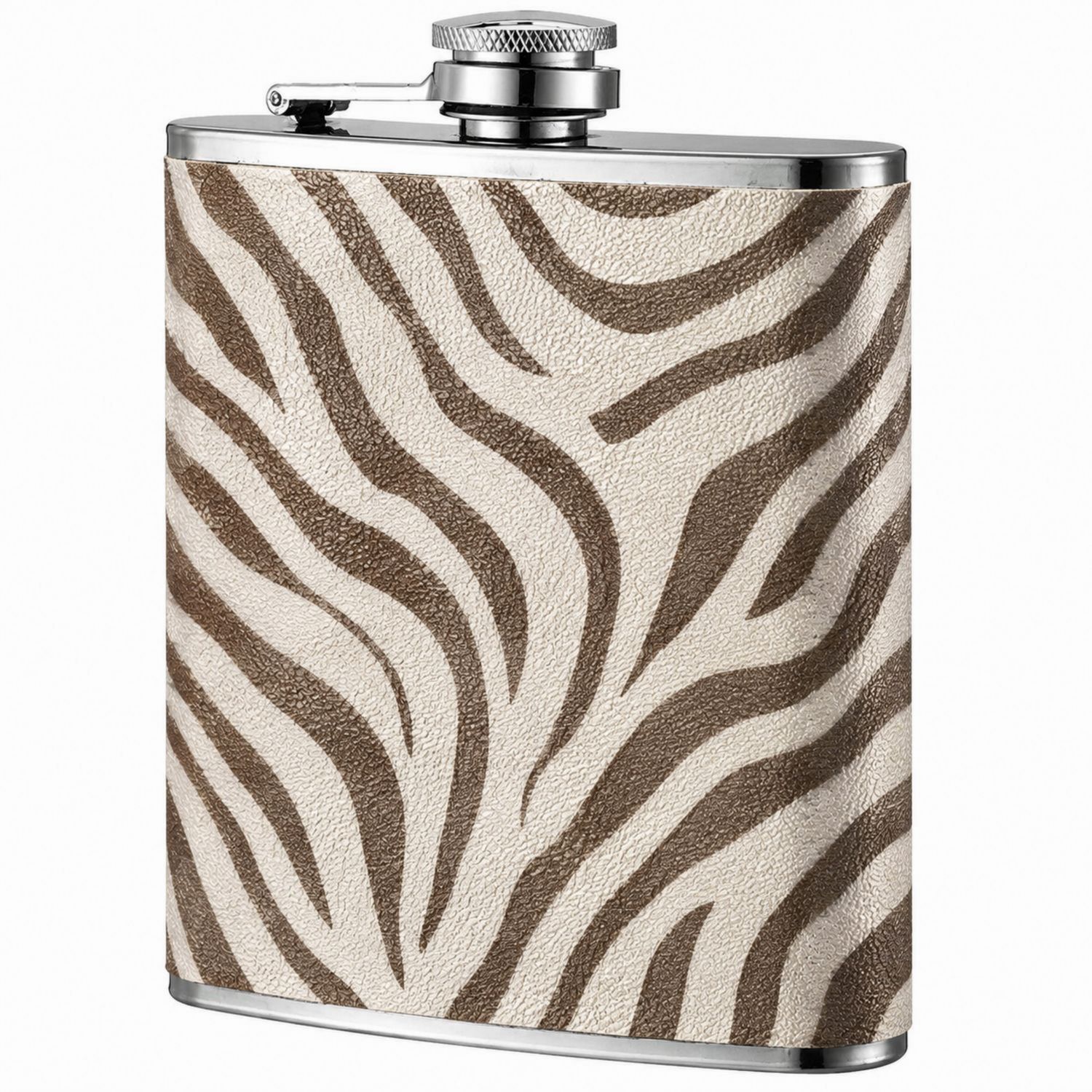 Flachmann mit Zebramuster, 240ml, Beige/Braun