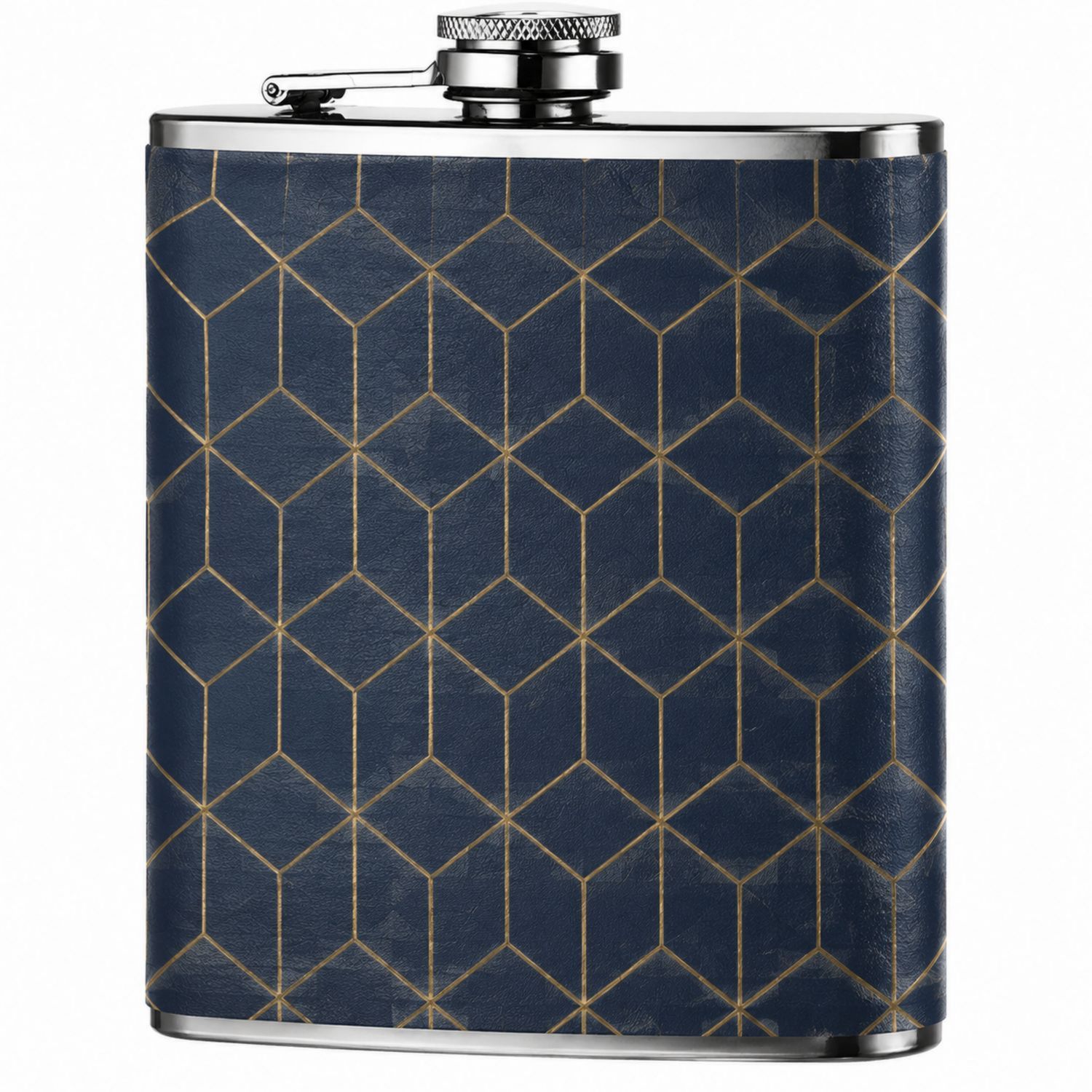 Flachmann mit geometrischem Muster - Blau, 200ml