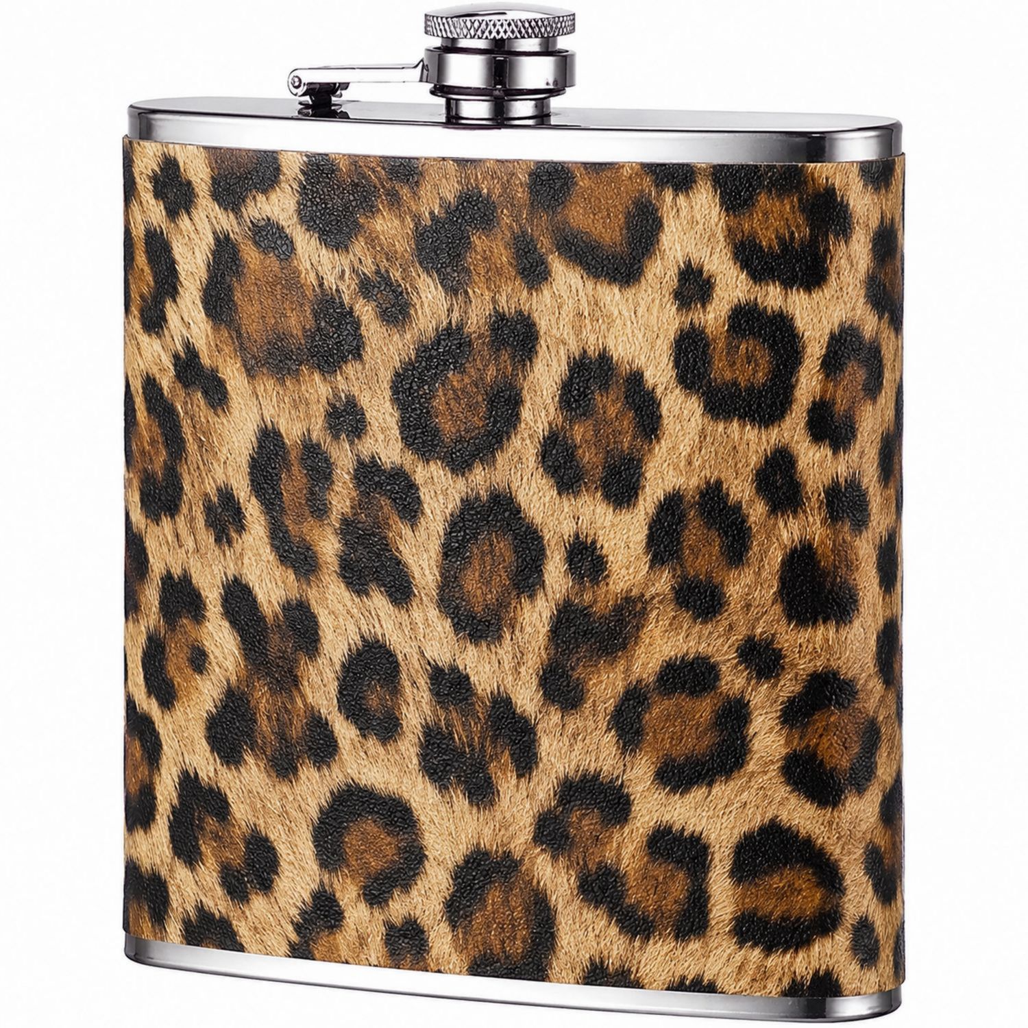 Leopardenmuster Edelstahl-Flachmann, 240 ml