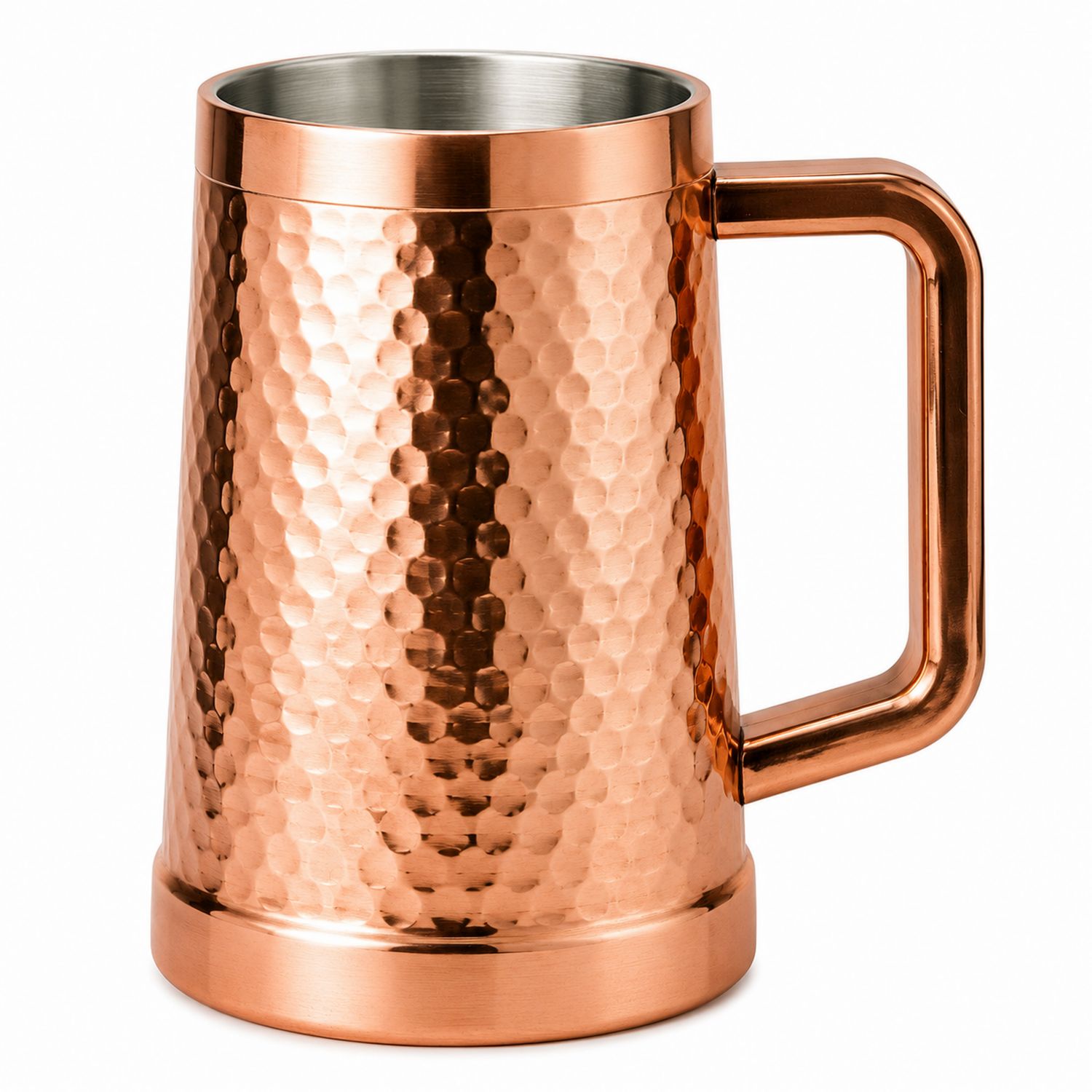 Kupferbecher gehämmert mit Griff 600 ml