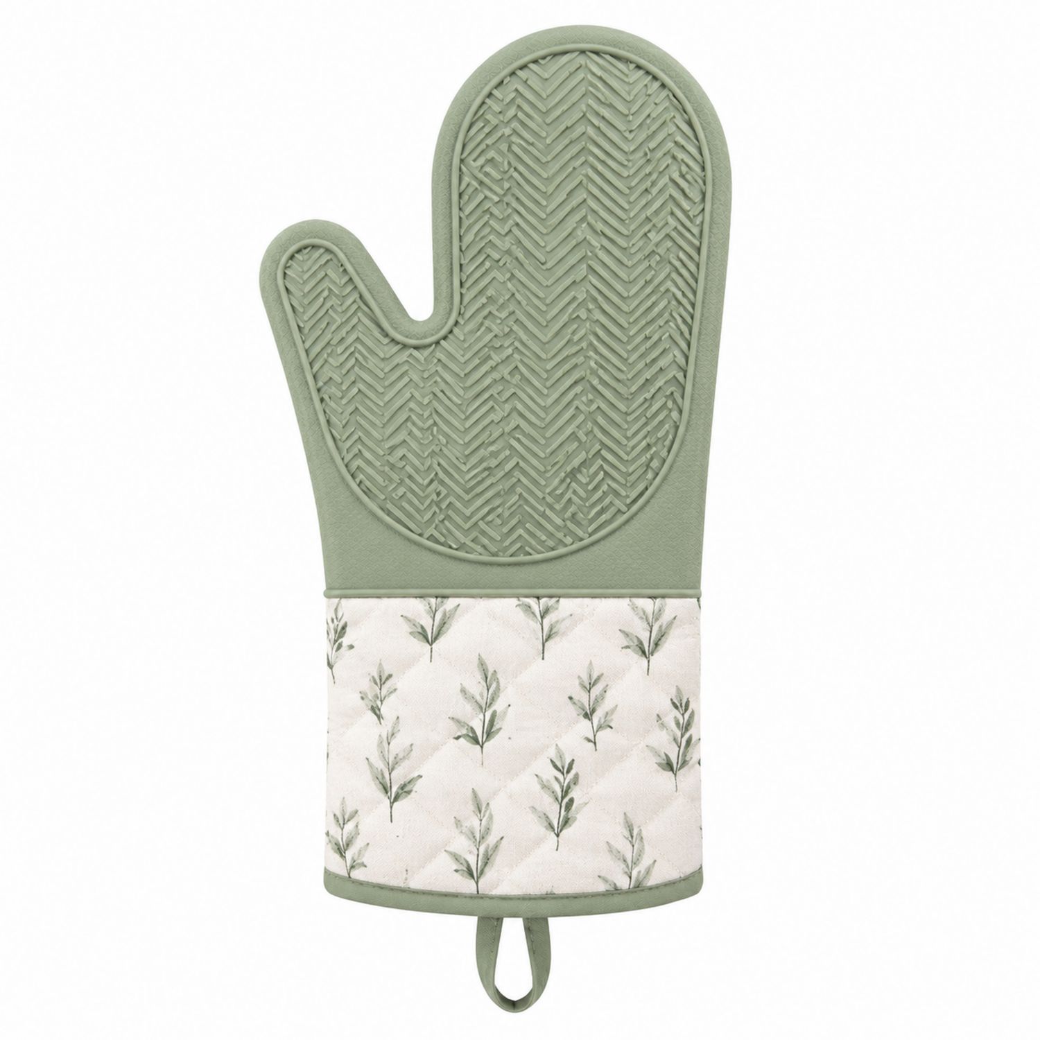 Gant de Cuisine Antichaleur Vert Motif Feuille